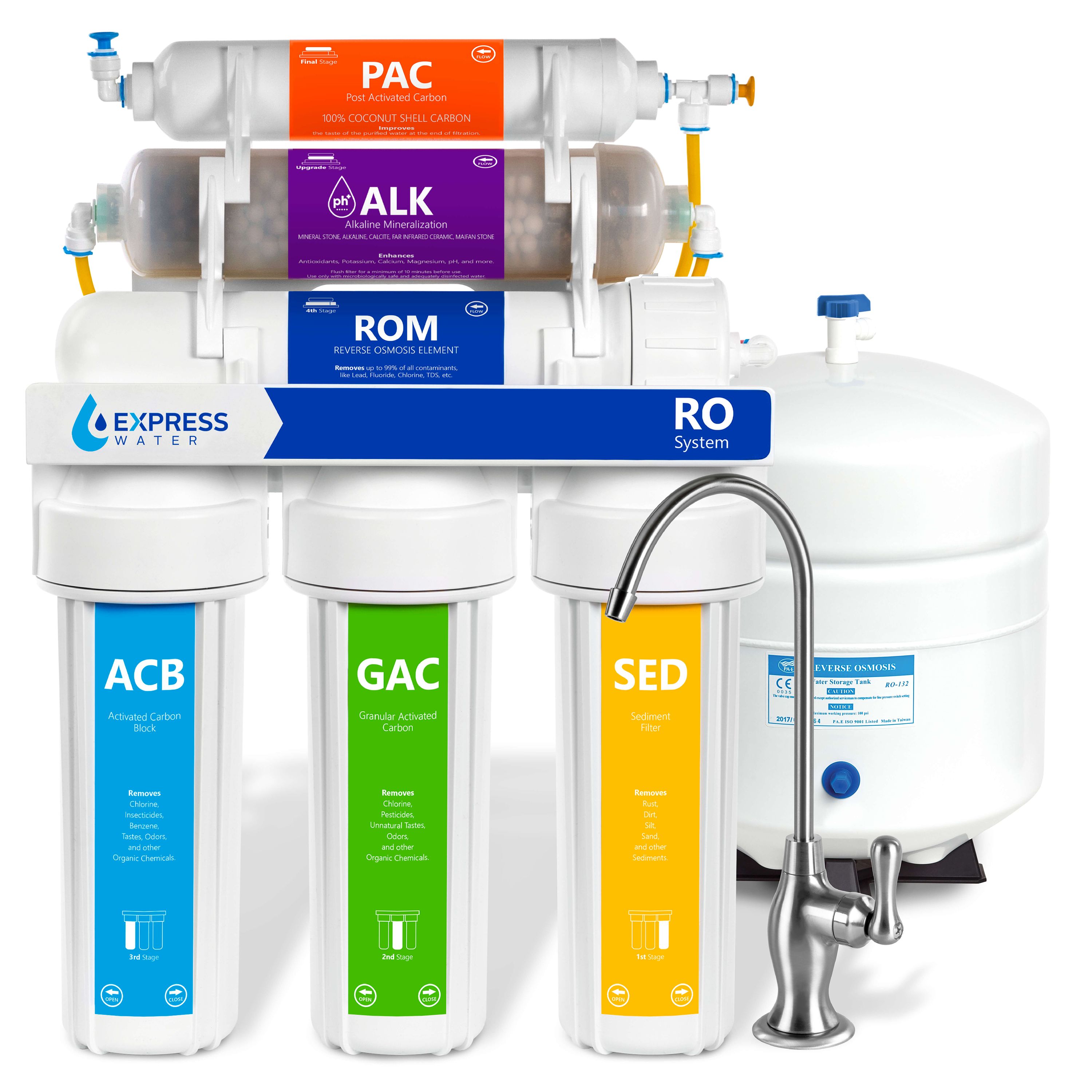 Express Water ROALK5D 6-stage Multi-method Reverse Osmosis Filtration System #ROALK5D