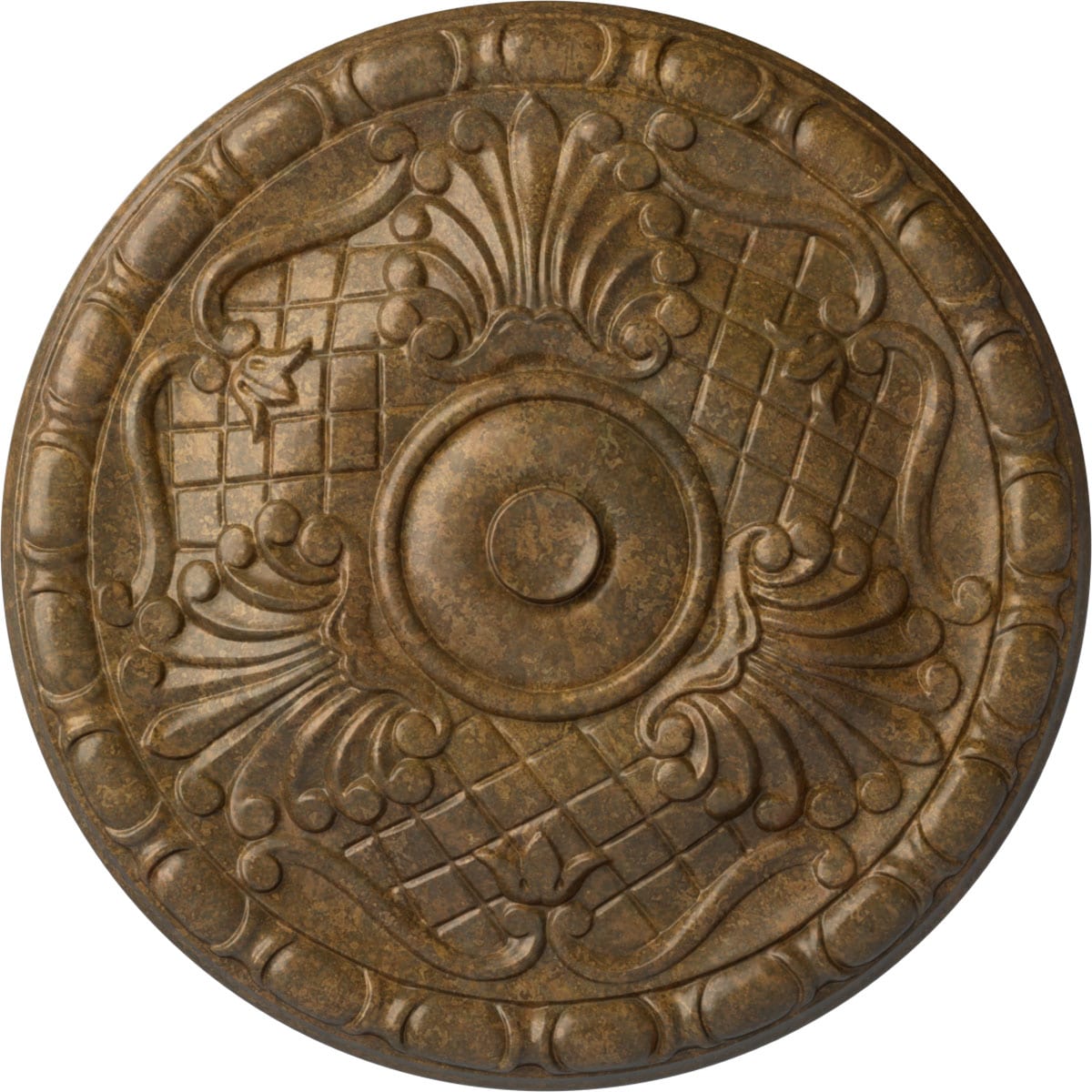 Ekena Millwork CM16AMRZS Amelia 15.75-in W x 15.75-in L Painted Rubbed Bronze Polyurethane Whole Ceiling Medallion