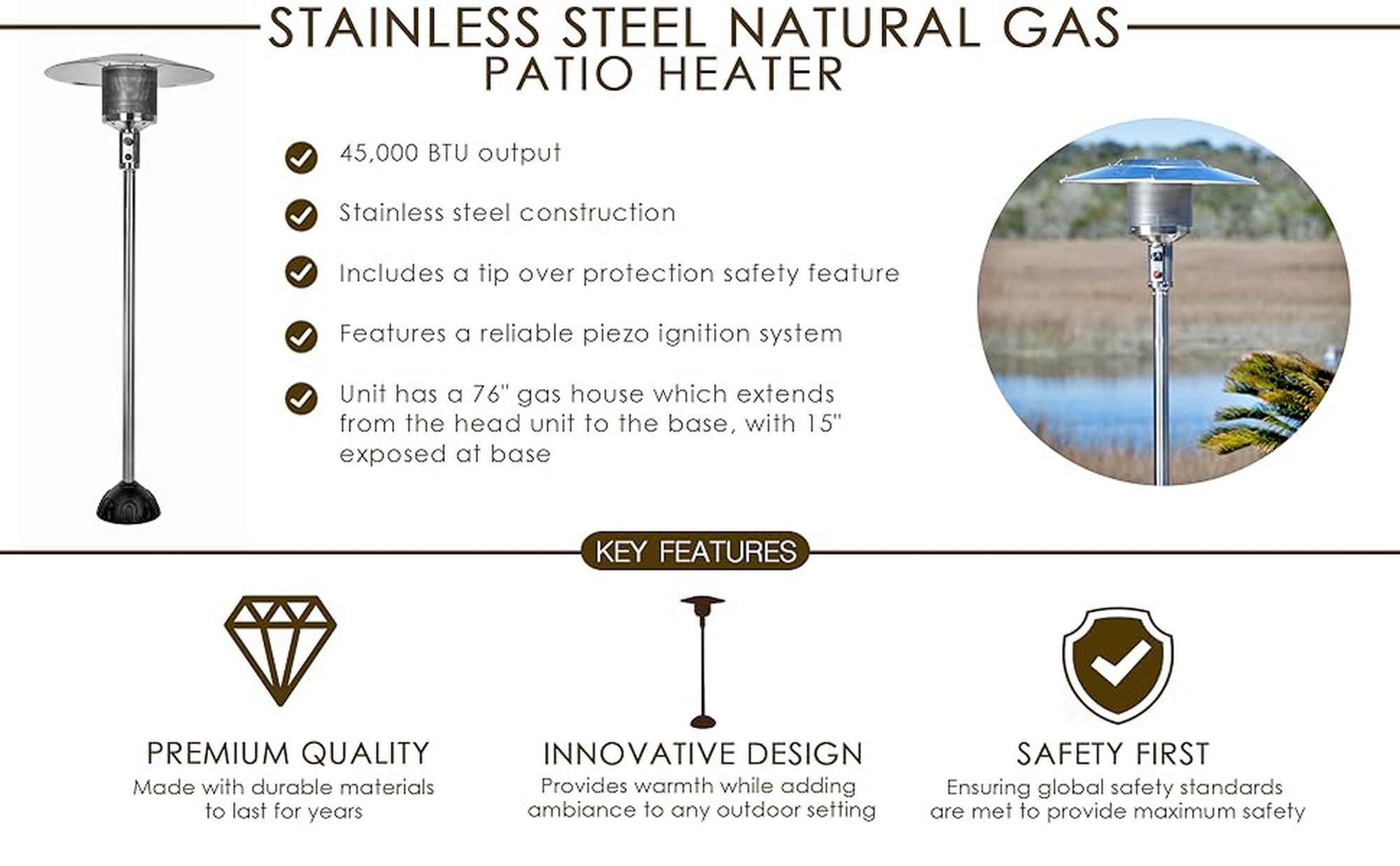 Fire Sense 61445 Outdoor-Gas-Patio-Heaters - View #9
