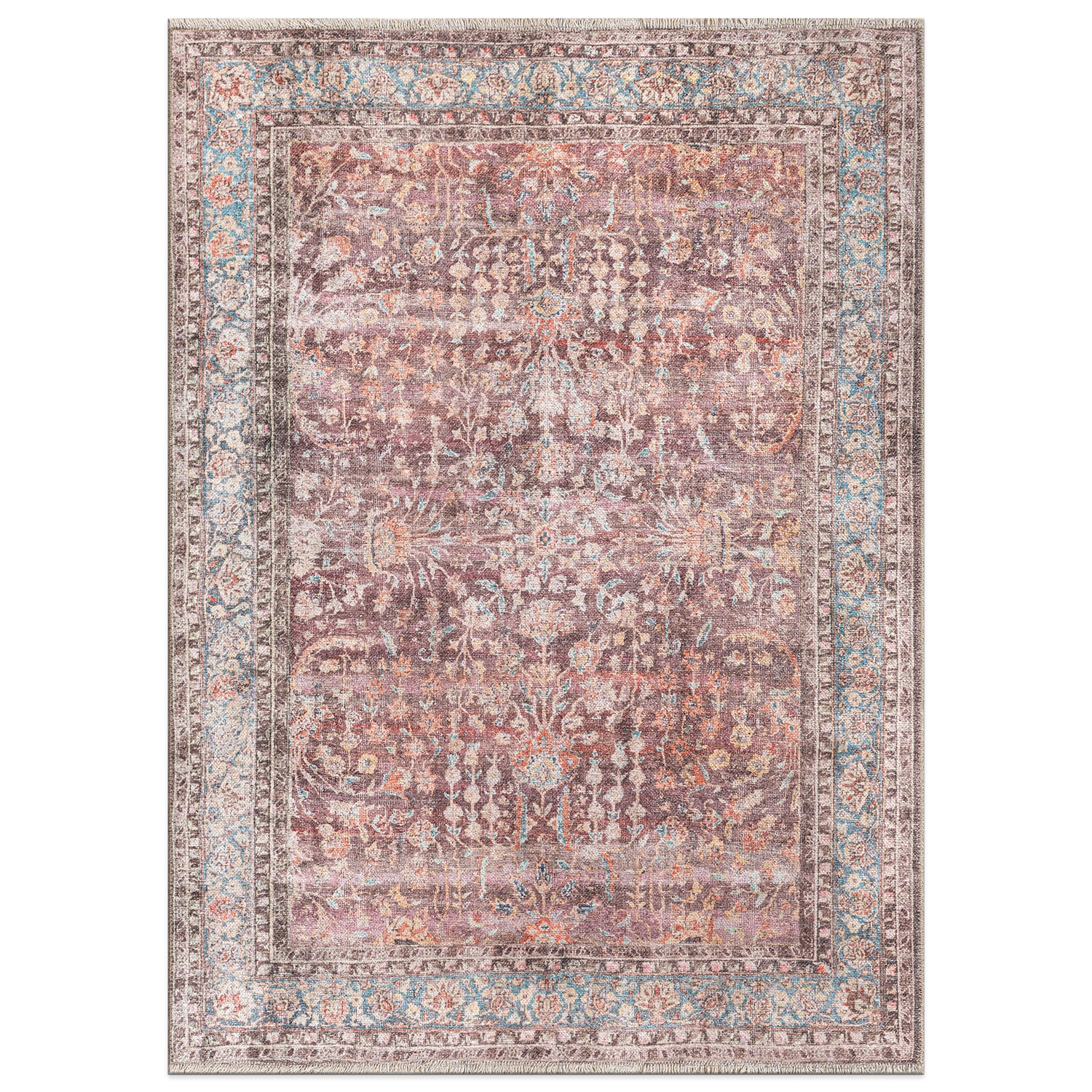 World Rug Gallery 6035MULTI5X7 5 x 7 (ft) Loomed Polyester Multi Rectangular Indoor Tribal Vintage Machine washable Area rug