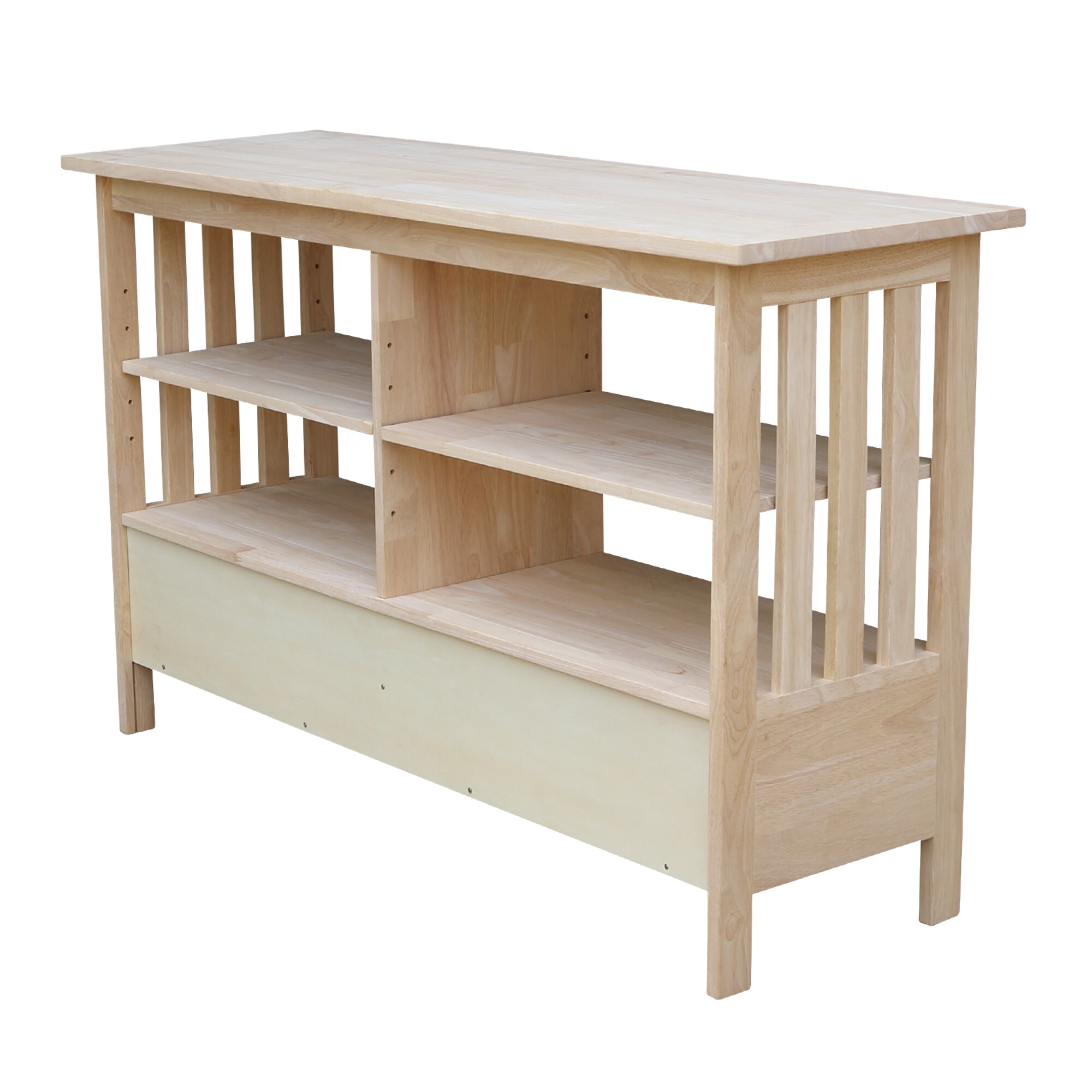 Solid Wood Classic Mission TV Stand with Cabinet - Light Brown