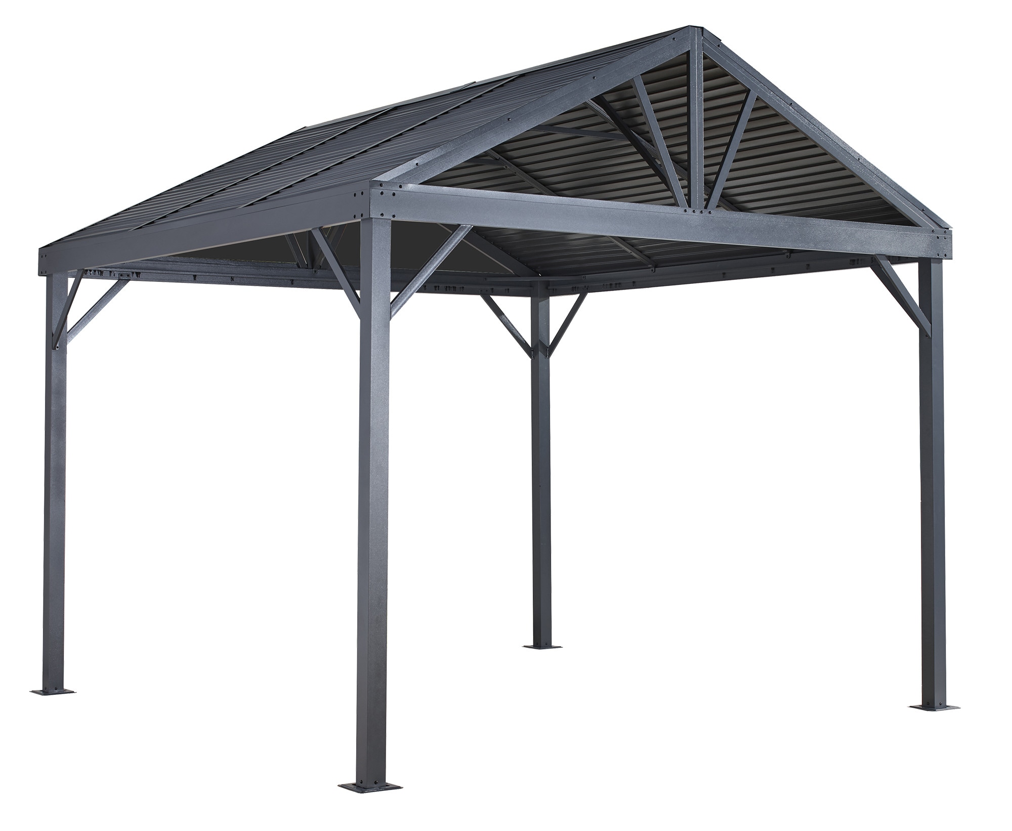 Sojag 10-ft X 10-ft Sanibel Square Light Grey Metal Steel Roof Gazebo ...