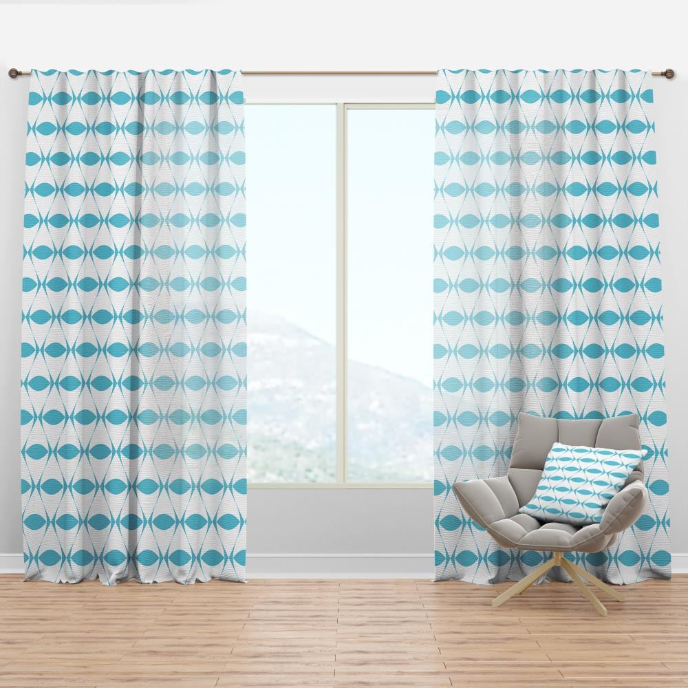 Designart CTN24464-52-84 84-in Blue Geometric Room darkening Thermal lined Rod pocket Single curtain panel
