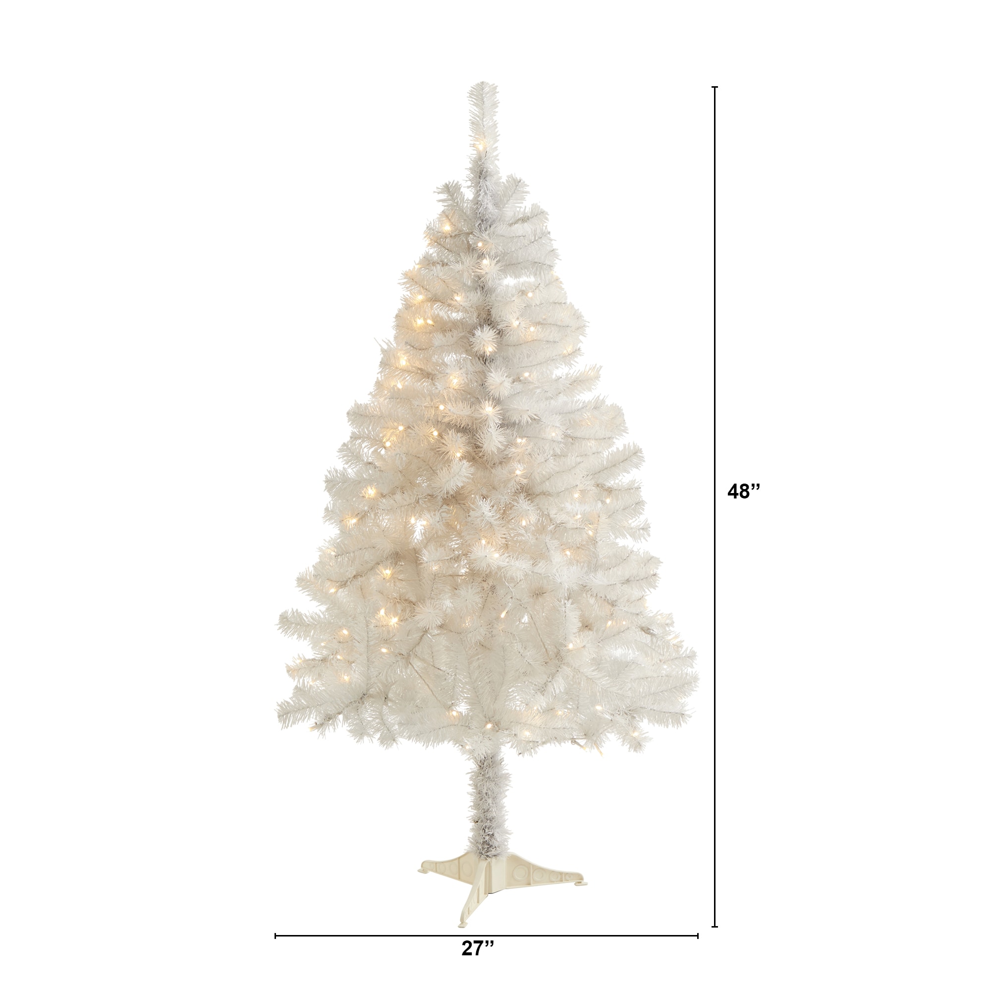 Nearly Natural 4 Ft Pine White Artificial Christmas Tree In The   16814143 