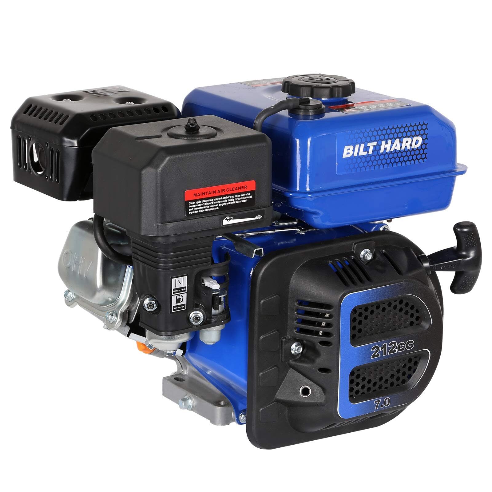 BILT HARD TEA-0302 Gas Engine Horizontal Shaft 7-HP Replacement Engine for Industrial Grade Gas Motor Replacement Engine