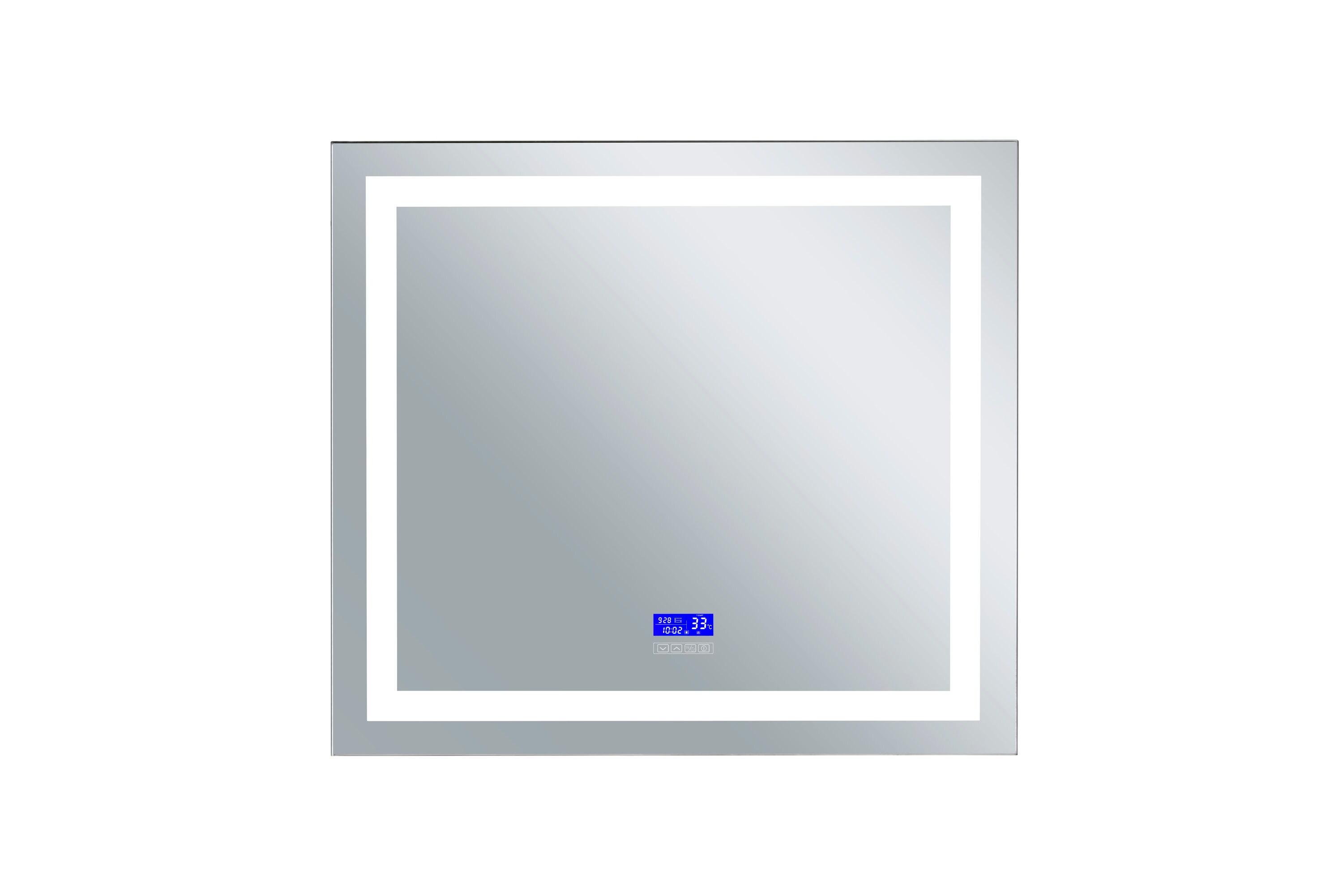 CWI Lighting 1232W40-36-B-6000K Abril 40-in W x 36-in H Matte White and Silver V-groove Frameless Full Length Lighted Vanity Mirror