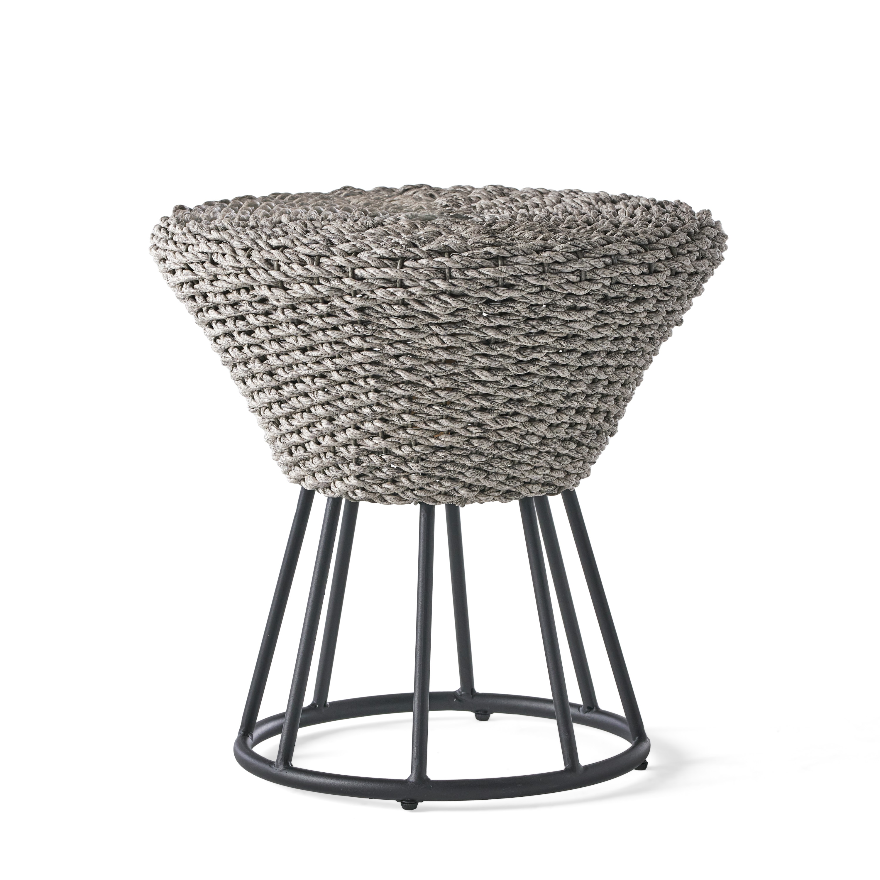 Kahomvis YEA-QPD0-B8FT ACCENT TABLE Round Rattan Outdoor End Table 18.75-in W x 18.75-in L