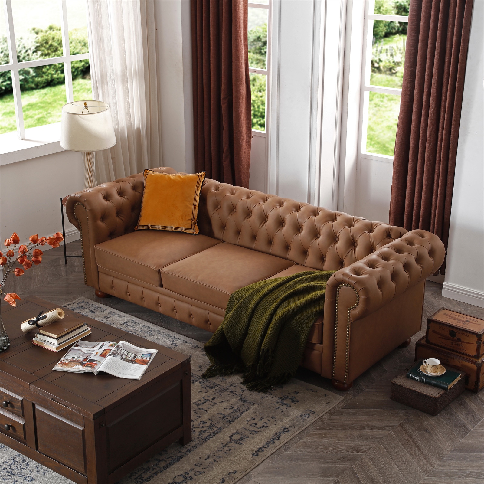 Phoenix Leather Sofa | Thomas Cole Designs | Brown | Over 88