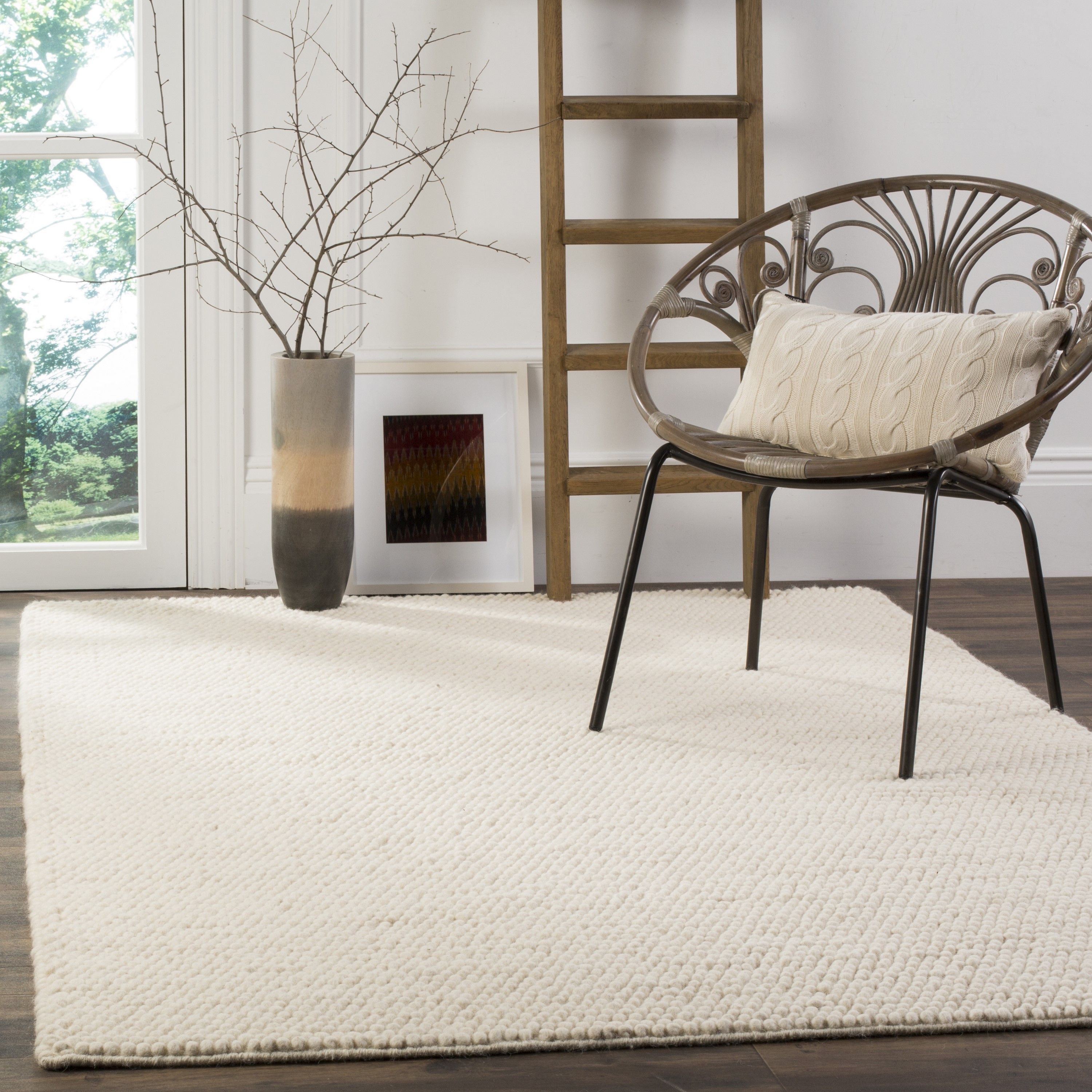 Safavieh Milan Shag 8 X 10 (ft) Ivory Indoor Solid Area Rug in the
