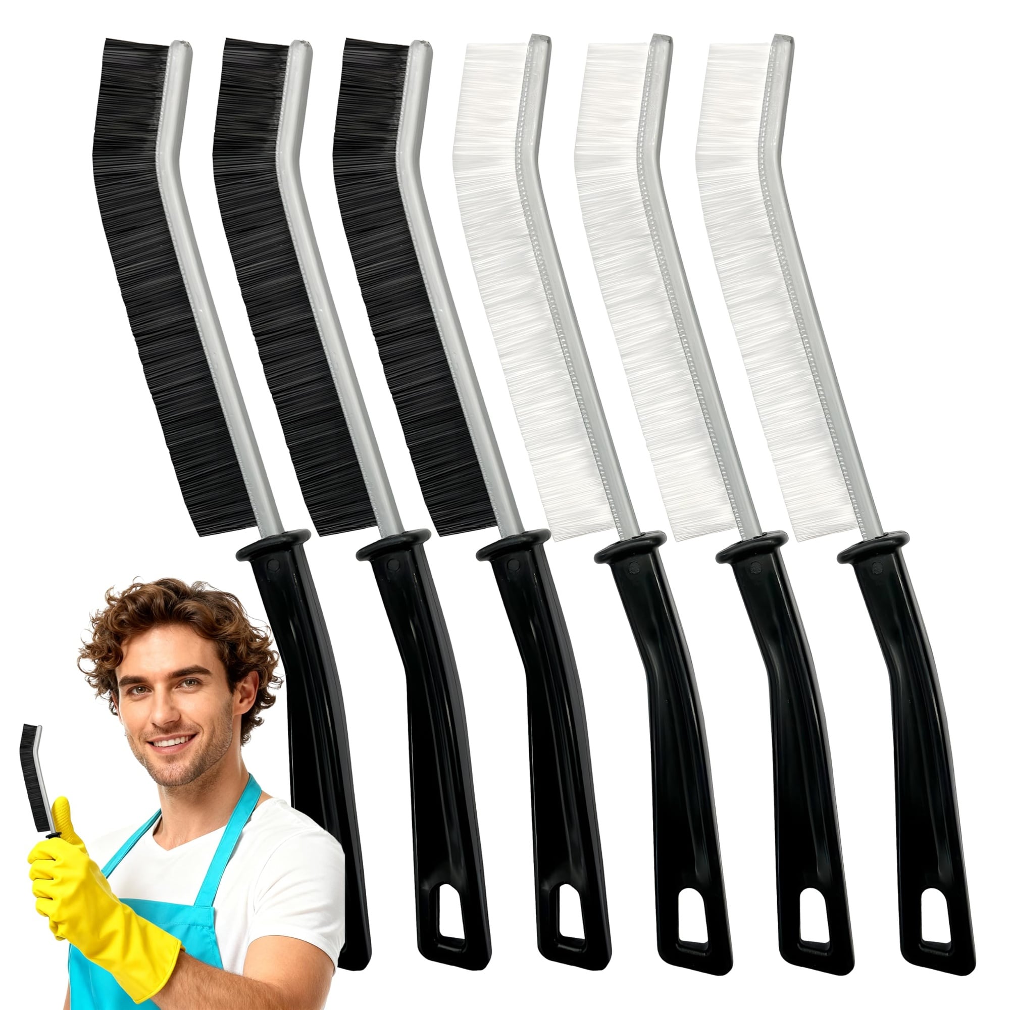 Yichuhaoxi  Crevice Cleaning Brush Set 6 Pieces Hard Bristled Gap Scrub Brush for Kitchen Bathroom Sink Window Tracks and Small Spaces