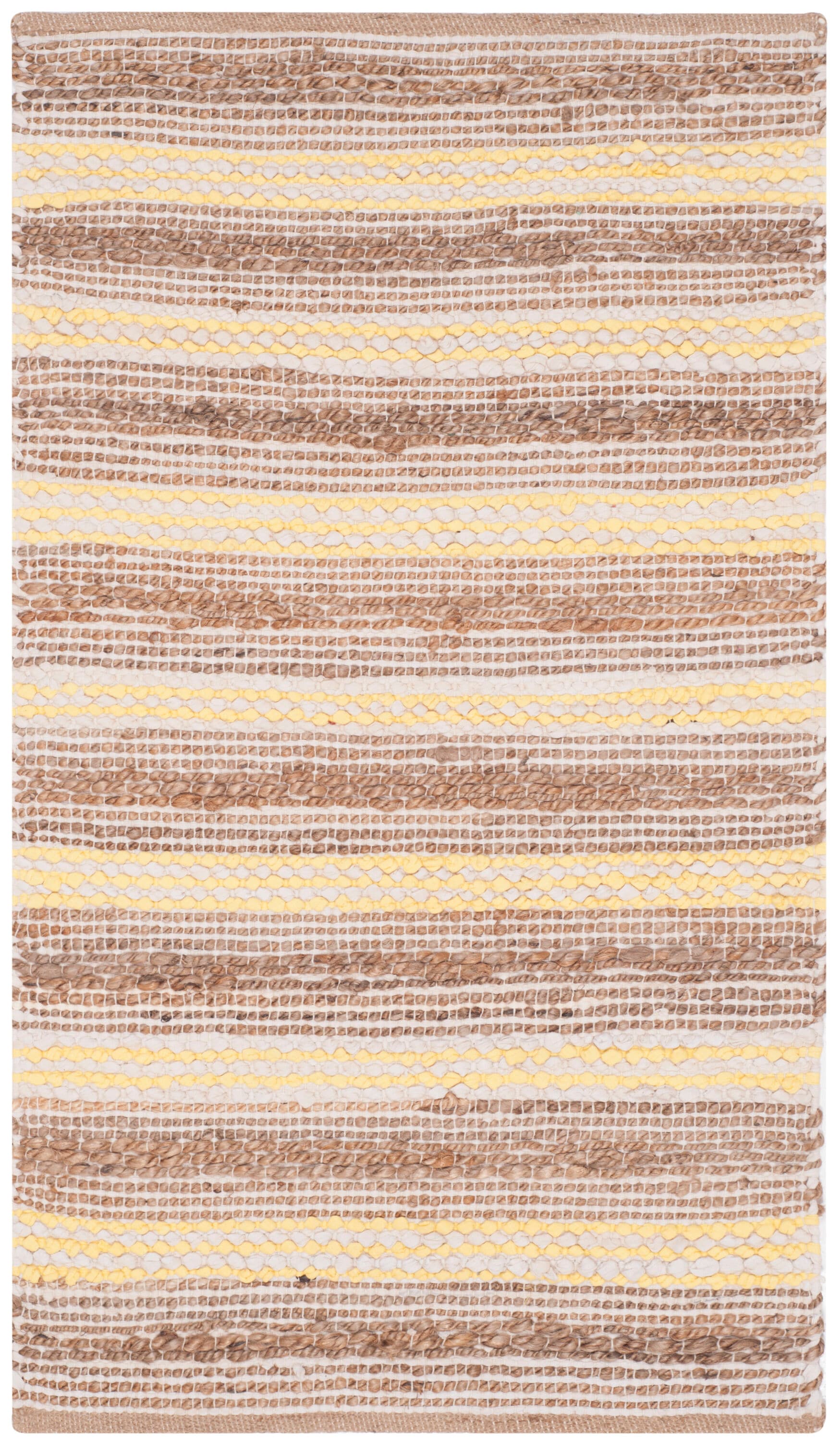 Safavieh CAP862F-24 Cape Cod Eastham 2 x 4 (ft) Cotton Natural/Yellow Rectangular Indoor Stripe Coastal Throw rug
