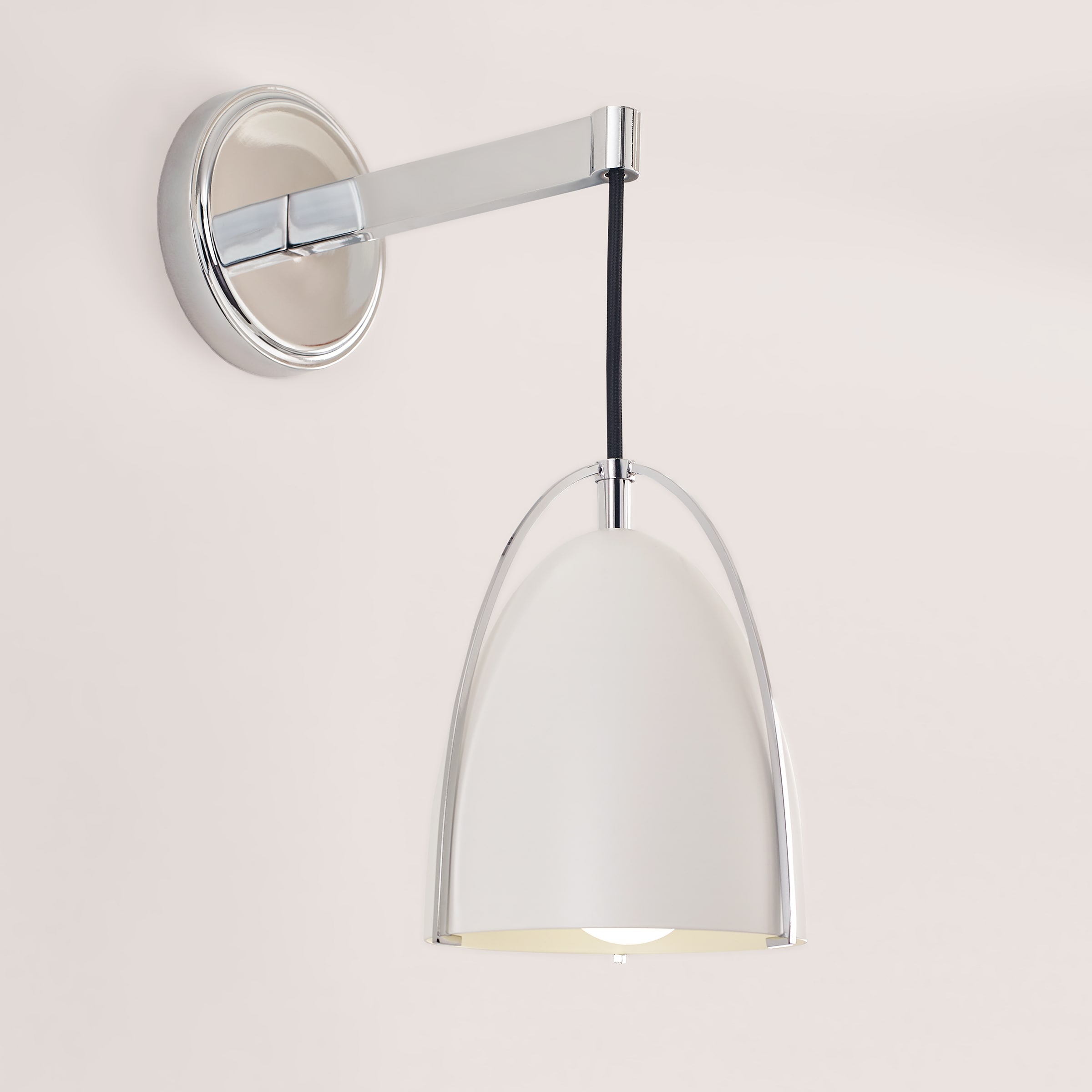 Chrome and Matte White Steel Single Bath Sconce