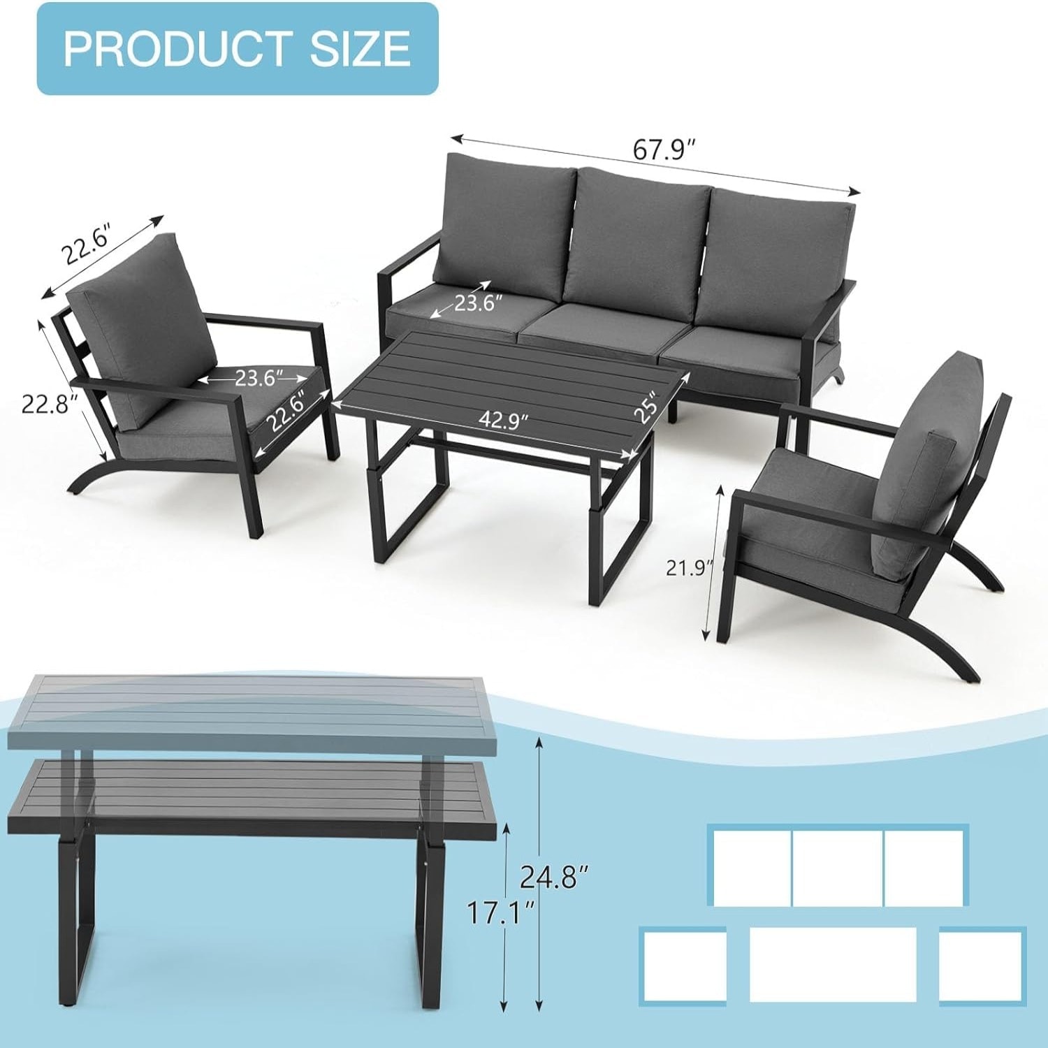 AECOJOY 16299BK-LS01 Patio-Sofas-Daybeds - View #2