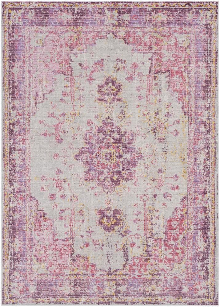 Livabliss AIC2305-679 Antioch 7 x 9 (ft) Polyester Purple Rectangular Indoor Medallion Oriental Area rug