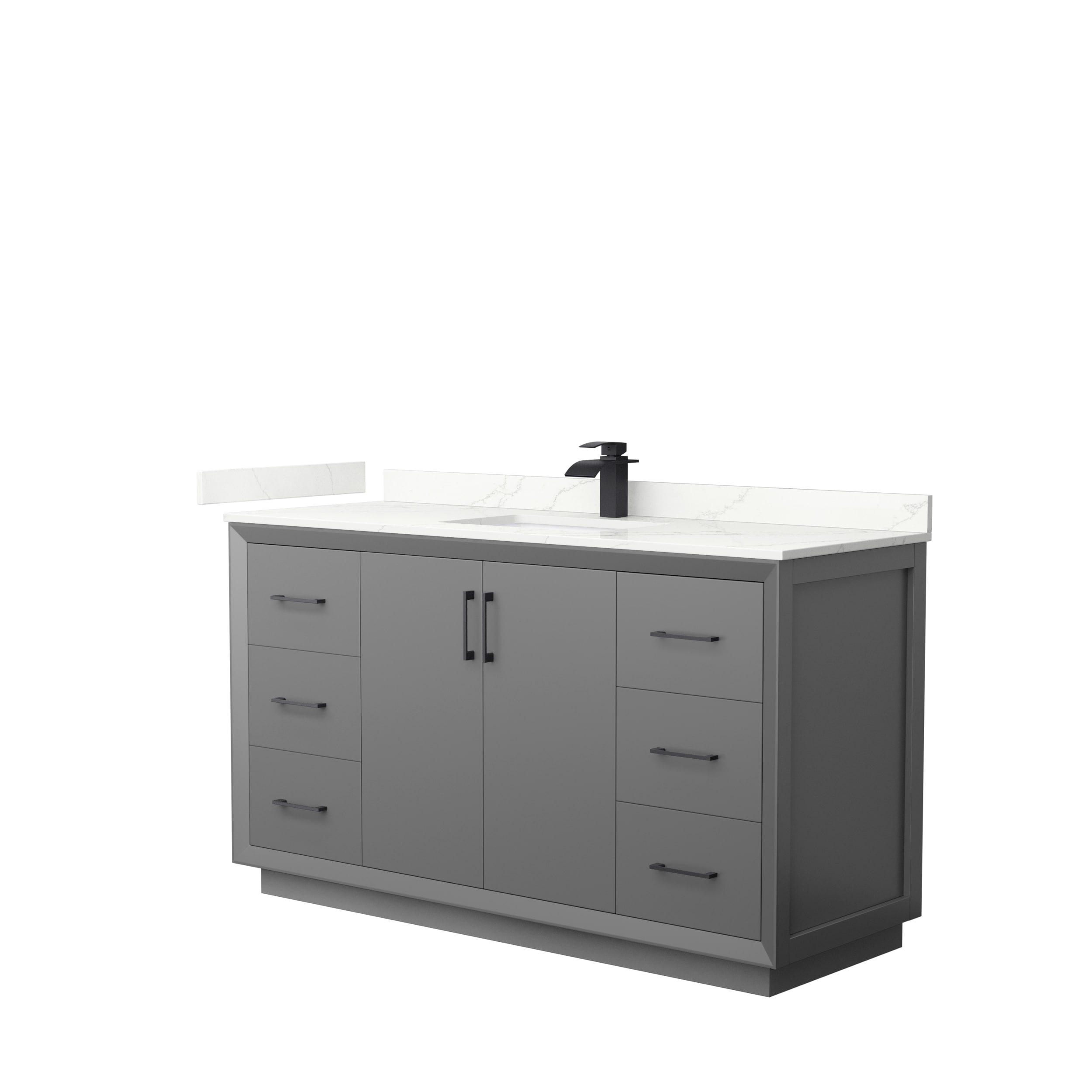 Wyndham Collection WCF414160SGBGTUNSMXX Strada 60-in Dark Gray Undermount Single Sink Bathroom Vanity with Giotto Quartz Top