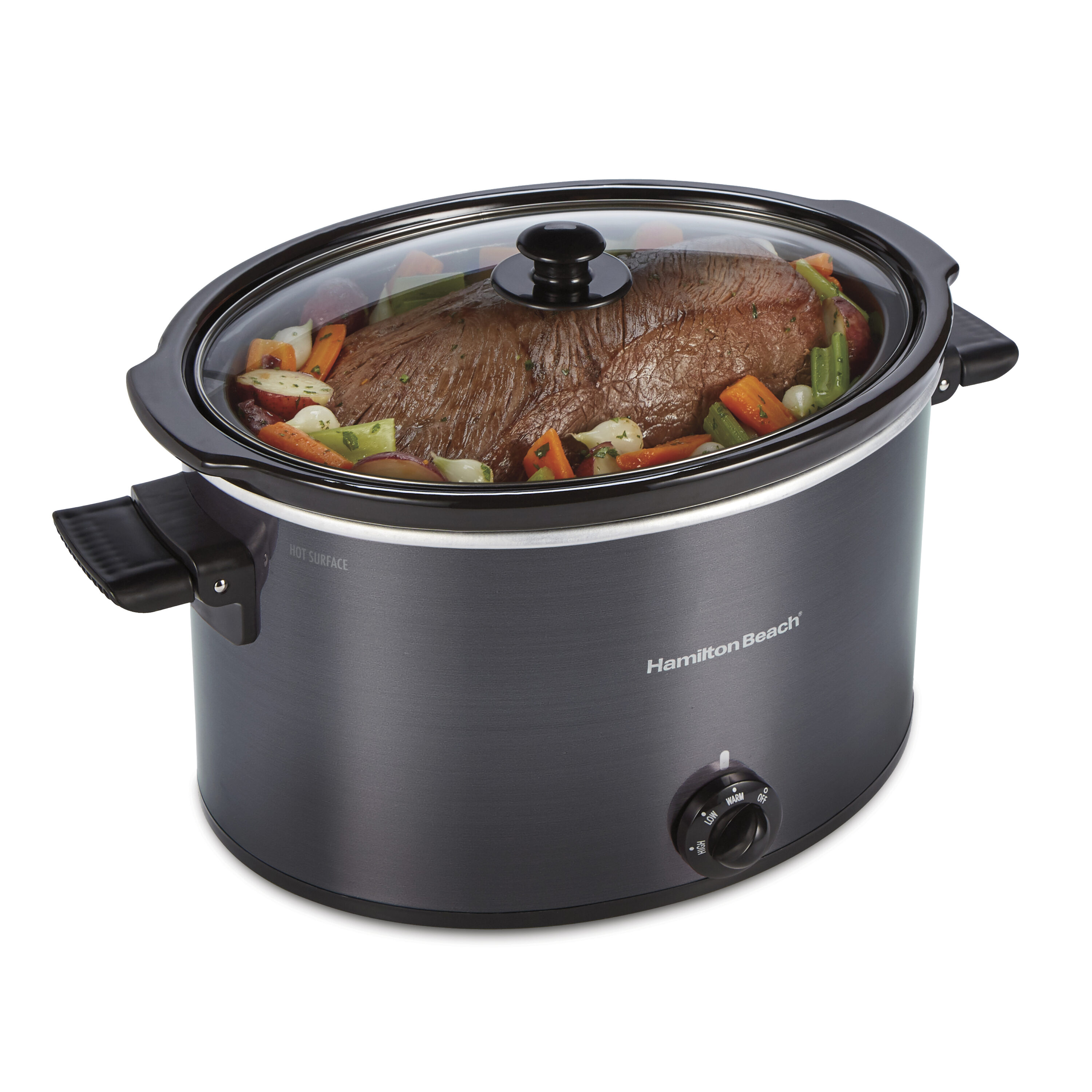 Hamilton Beach 10-Quart Black Oval Slow Cooker in the Slow Cookers  department at