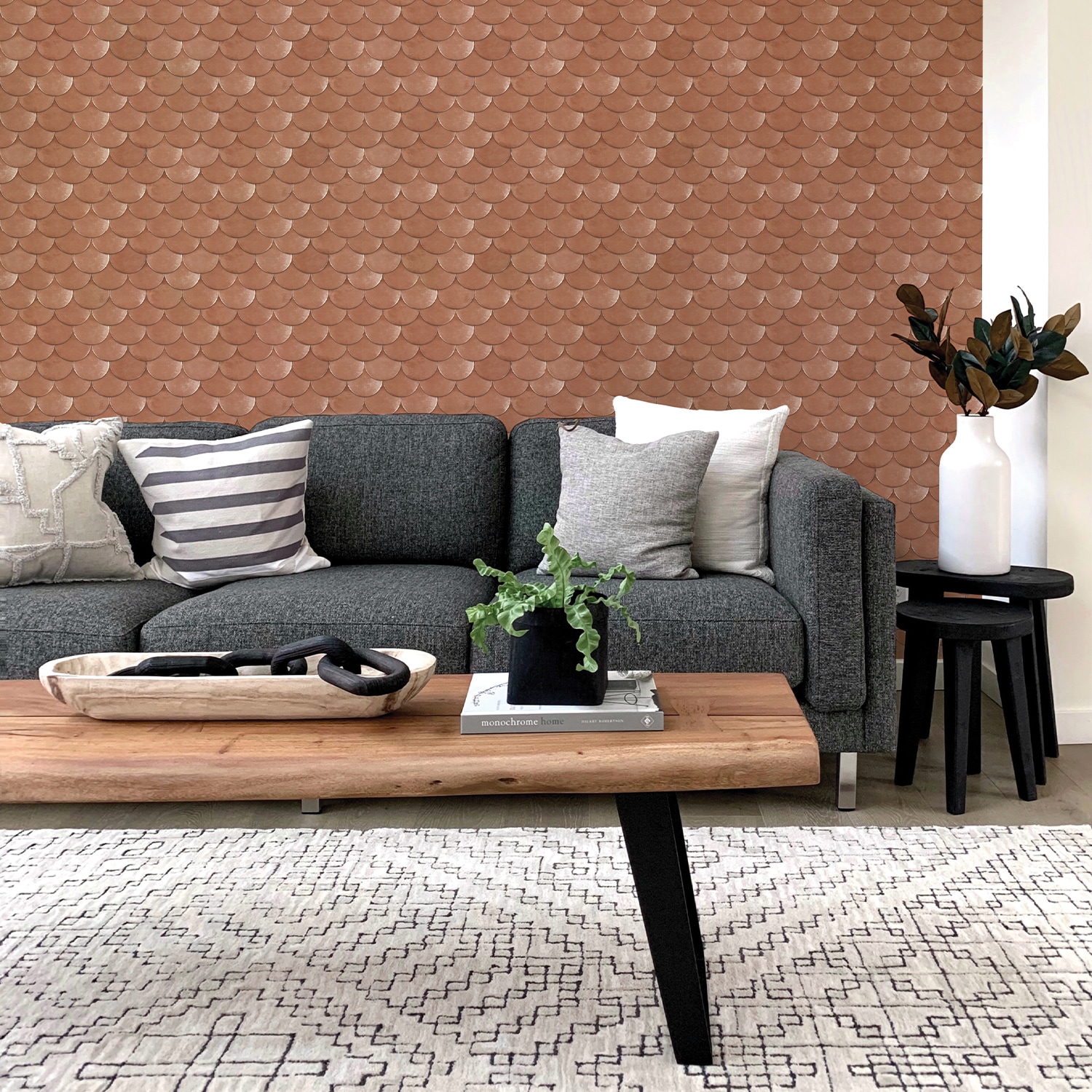 Peel  Stick Wallpaper 3ft x 2ft  Copper Lines Cream Geometric Custom Removable  Wallpaper by Spoonflower  Walmartcom