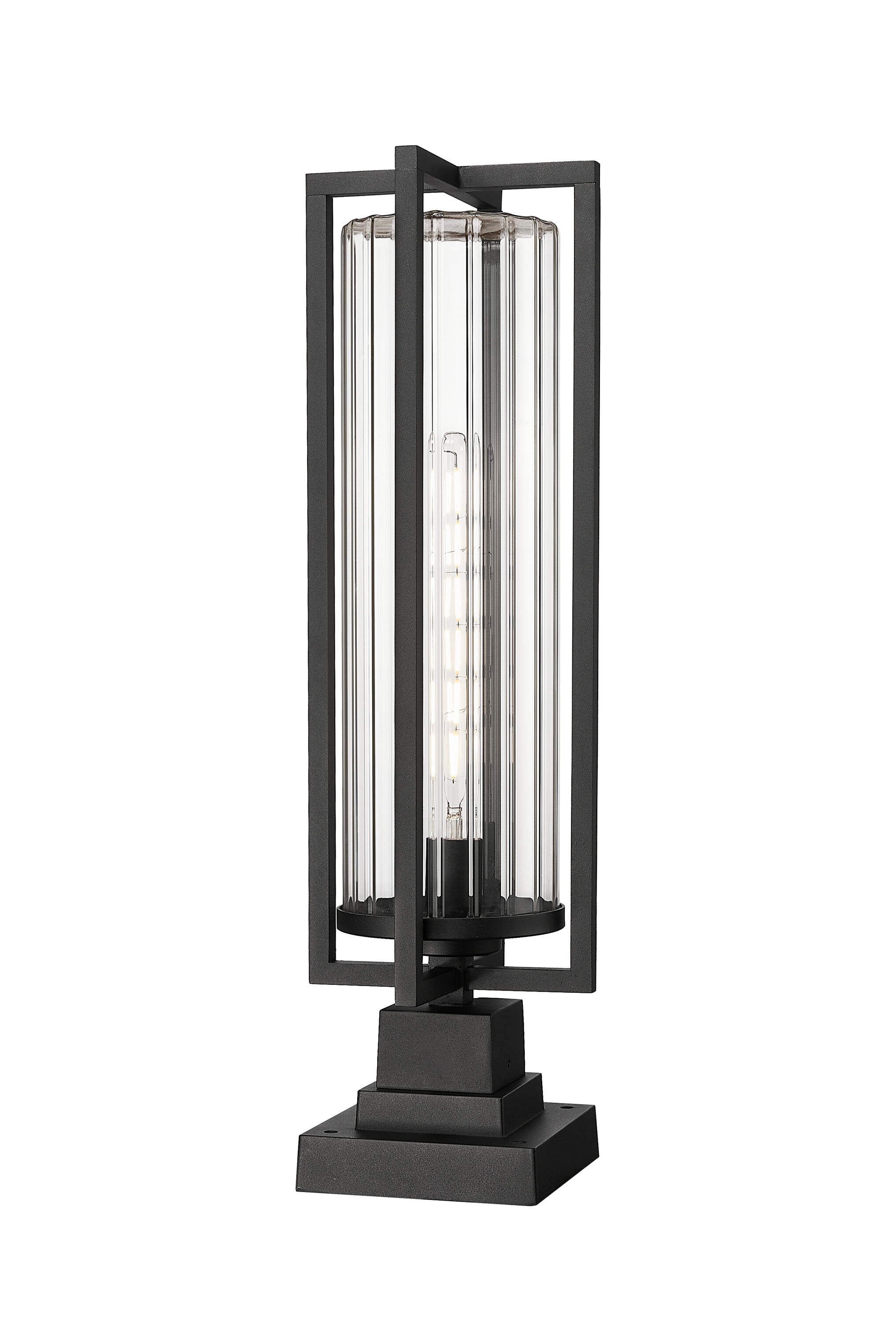 Z-Lite 5013PHBS-SQPM-BK Aura 27-in H Black Hardwired LED Incandescent Pier-mounted light
