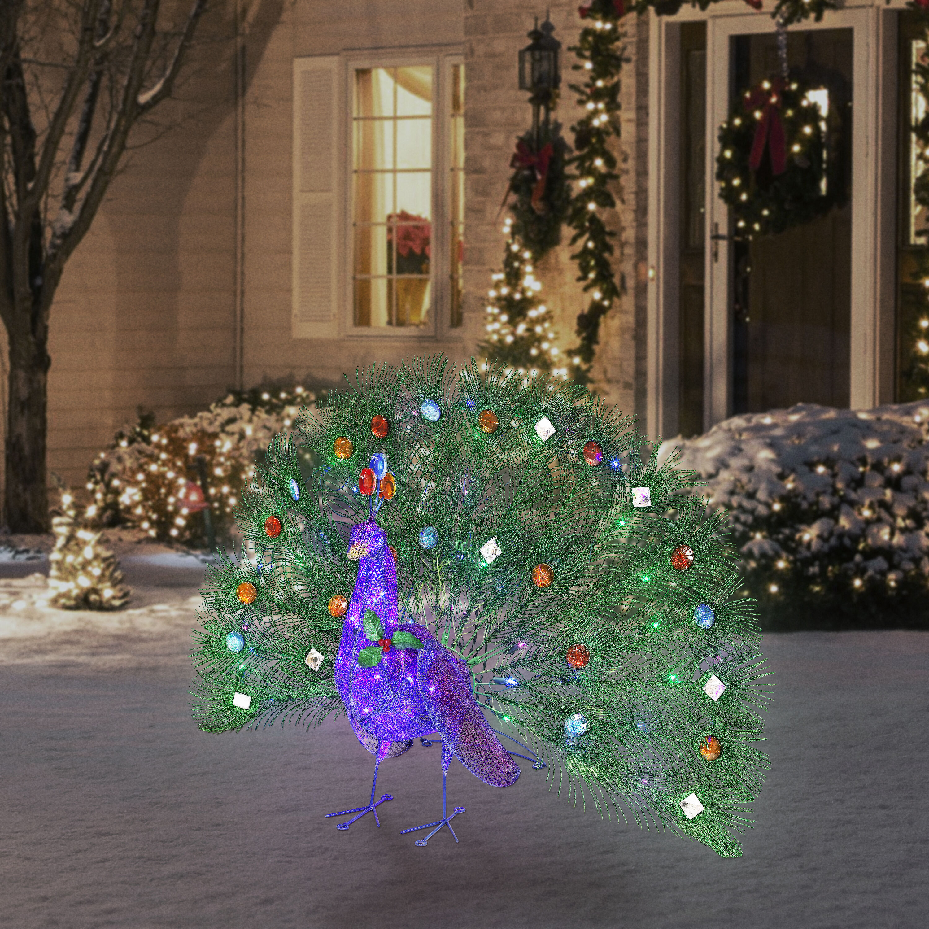 Northlight 19 Colorful Green Regal Peacock Bird with Closed Tail Feathers Christmas Decoration