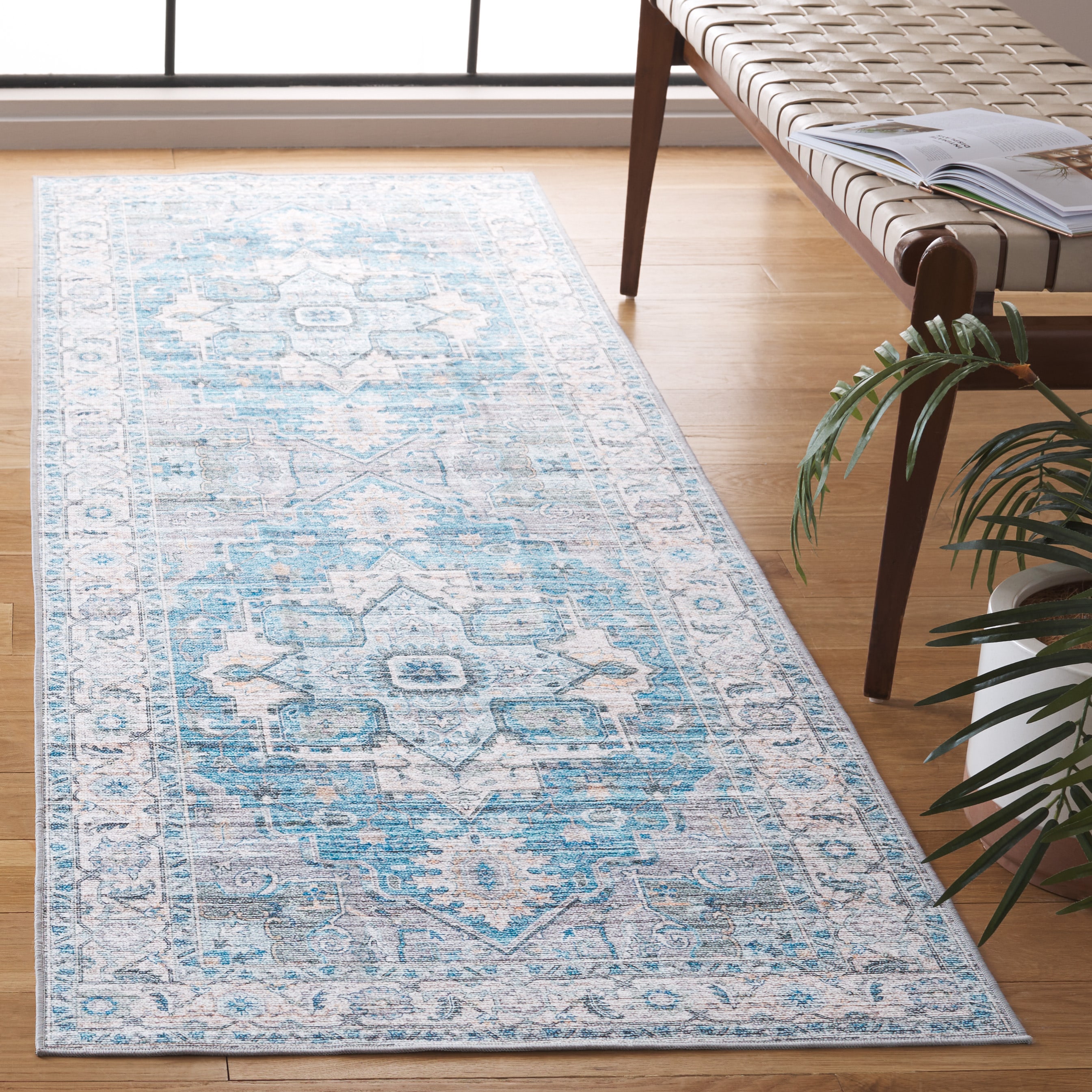 Arizona 913B Grey Turquoise 2ft-6in x 8ft Traditional Rug