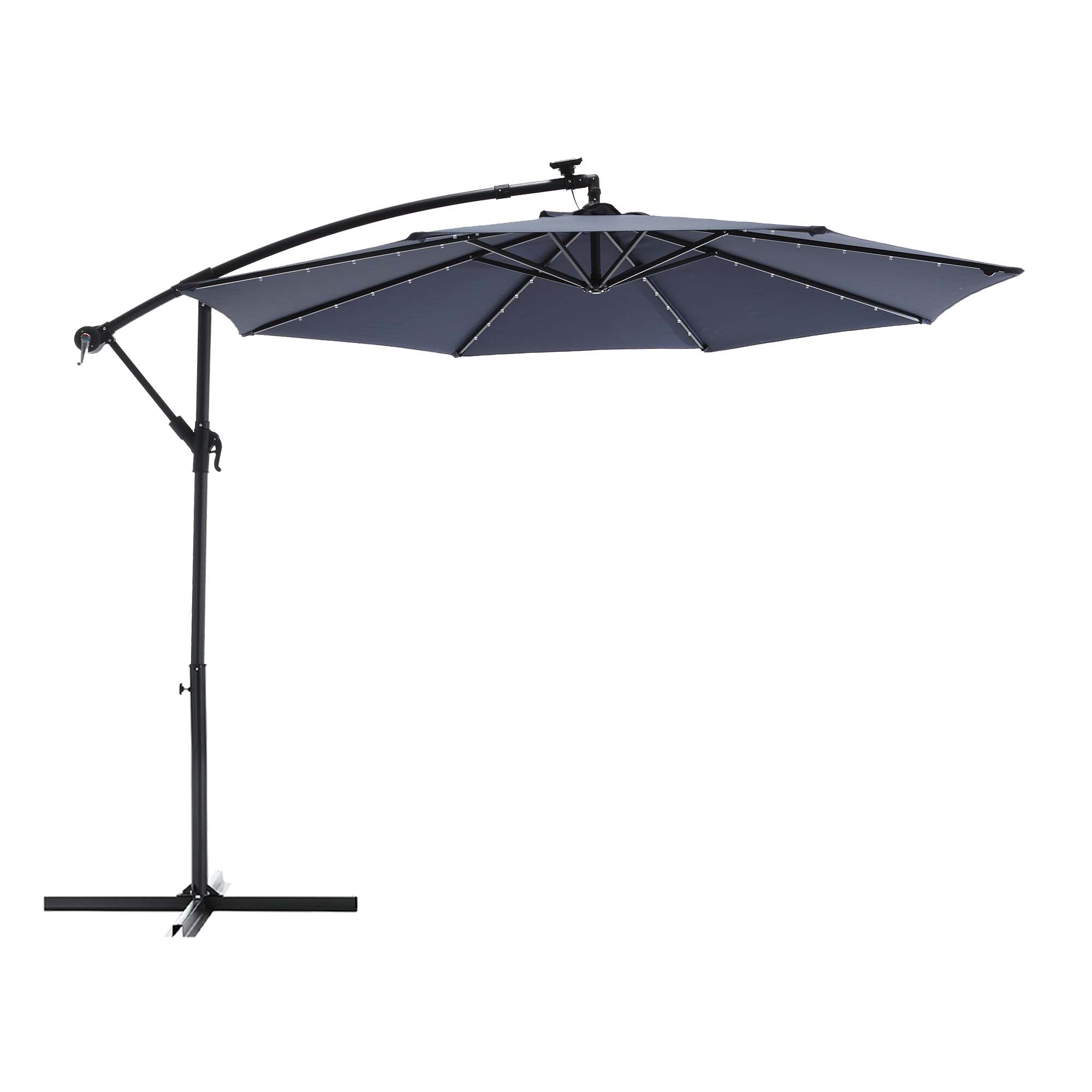 Fun Orange FUNS1HW27 10-ft Steel Navy No-tilt Cantilever Patio Umbrella with Lights