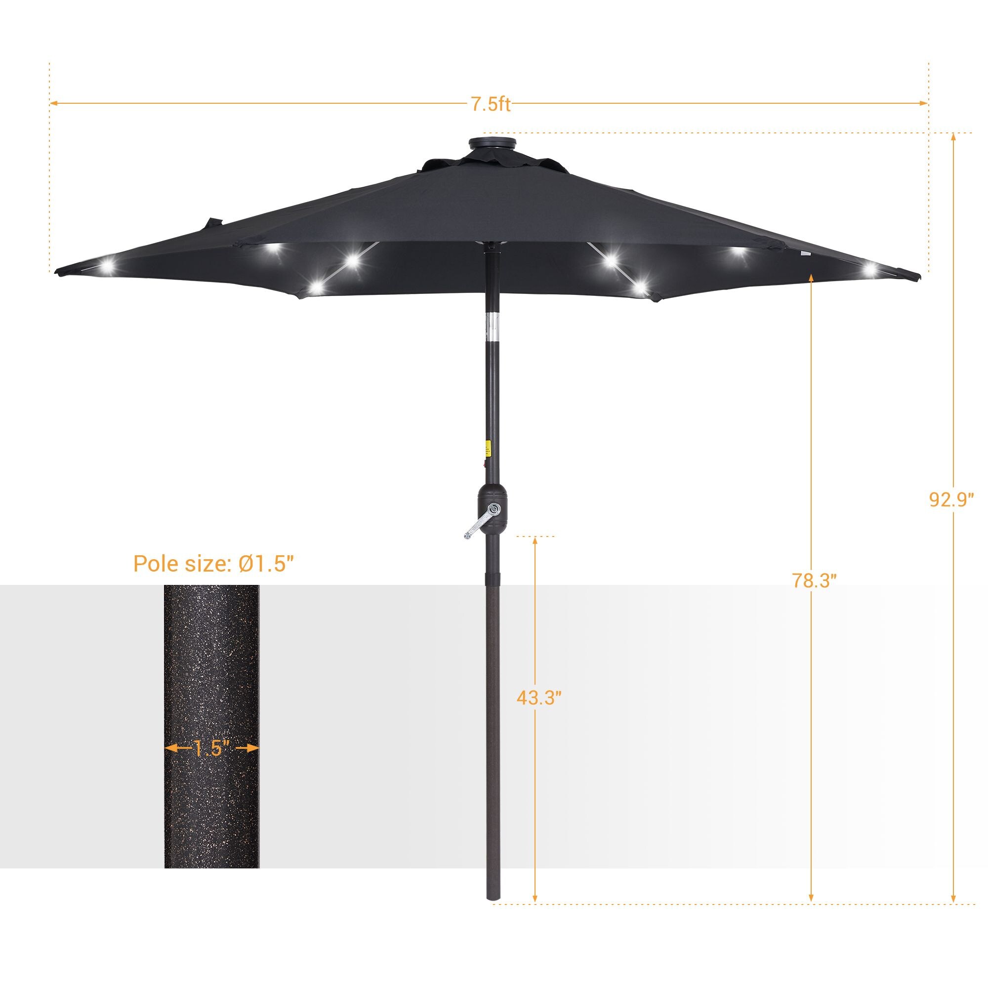 Sonkuki SD-TJLED75BK Umbrellas-2 - View #2