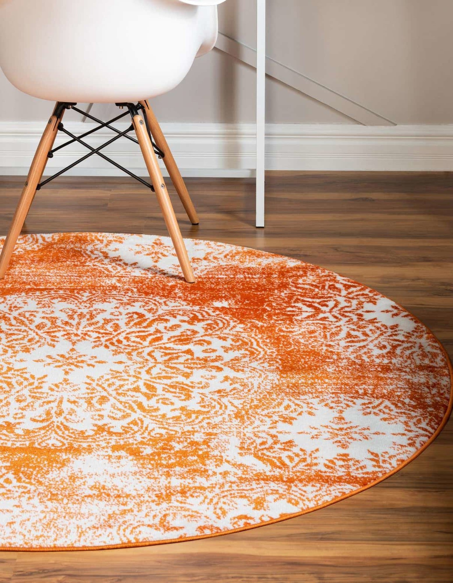 Unique Loom 3147022 Sofia 5 x 5 (ft) Loomed Polypropylene Orange Round Indoor Floral Bohemian/Eclectic Area rug