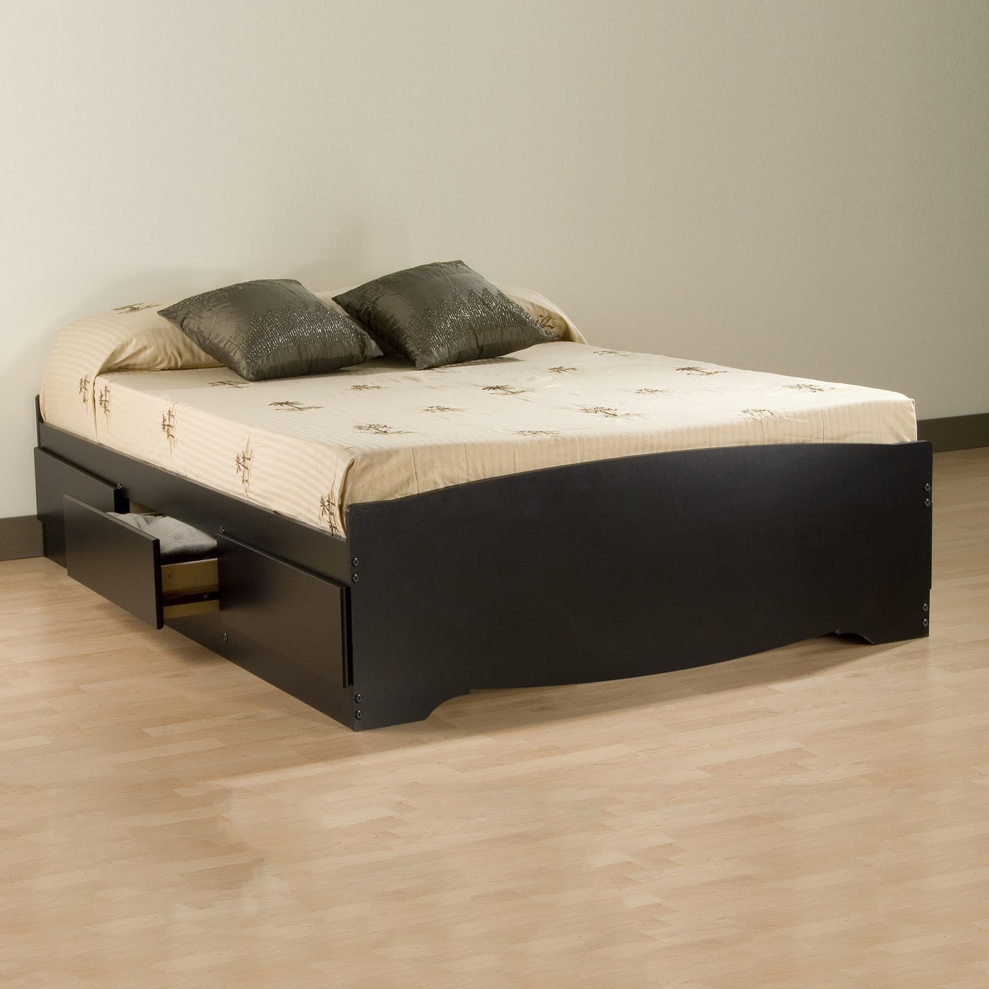 Prepac Mate's Black Queen Composite Platform Bed With Storage In The ...