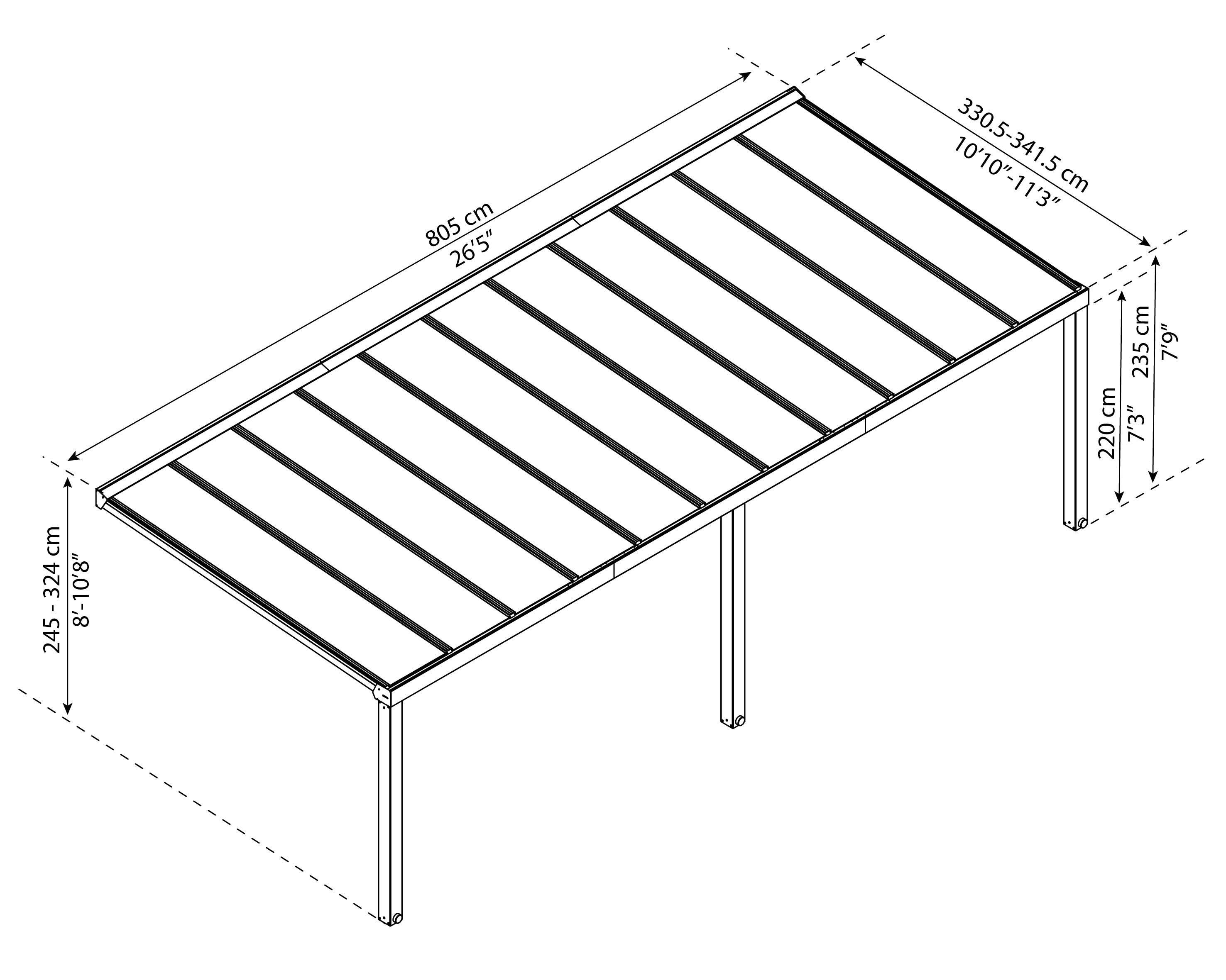 Canopia by Palram Stockholm 11-ft x 27-ft Gray/Clear Aluminum Patio ...