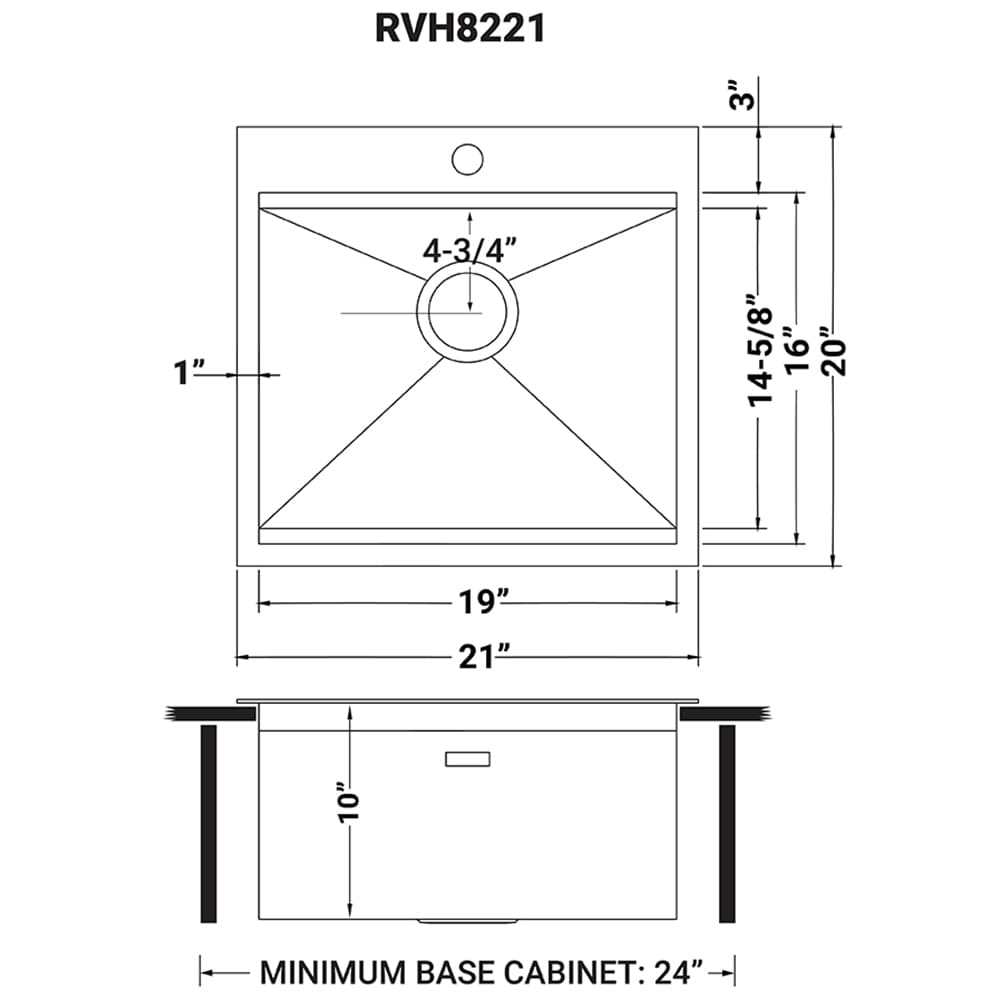 Ruvati Vino Drop-In 21-in x 20-in Stainless Steel Single Bowl 1-Hole ...