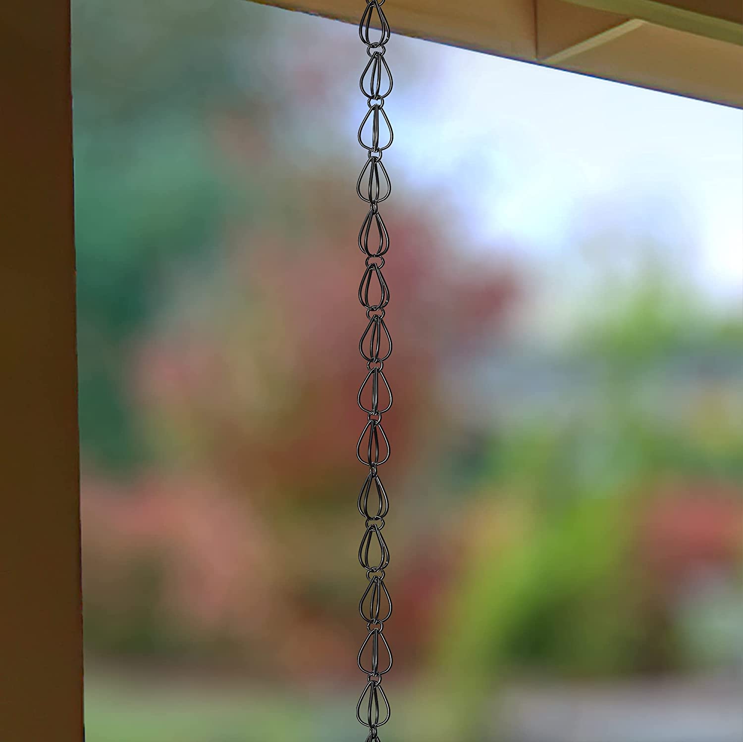 Black Aluminum Teardrop Rain Chain 8.5 Feet