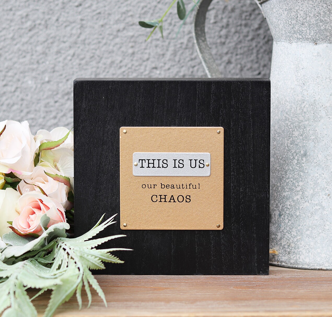Parisloft SG0160 Black Wood 6-in H x 6-in W Inspirational Sign