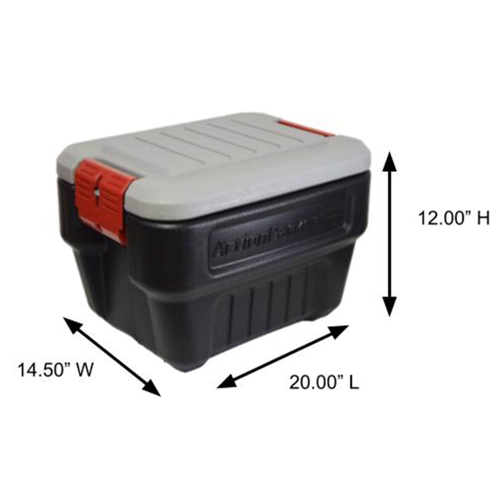 Rubbermaid 35 Gallon Action Packer Storage Bin, Heavy Duty Plastic,  Lockable, Black and Gray, Included Lid