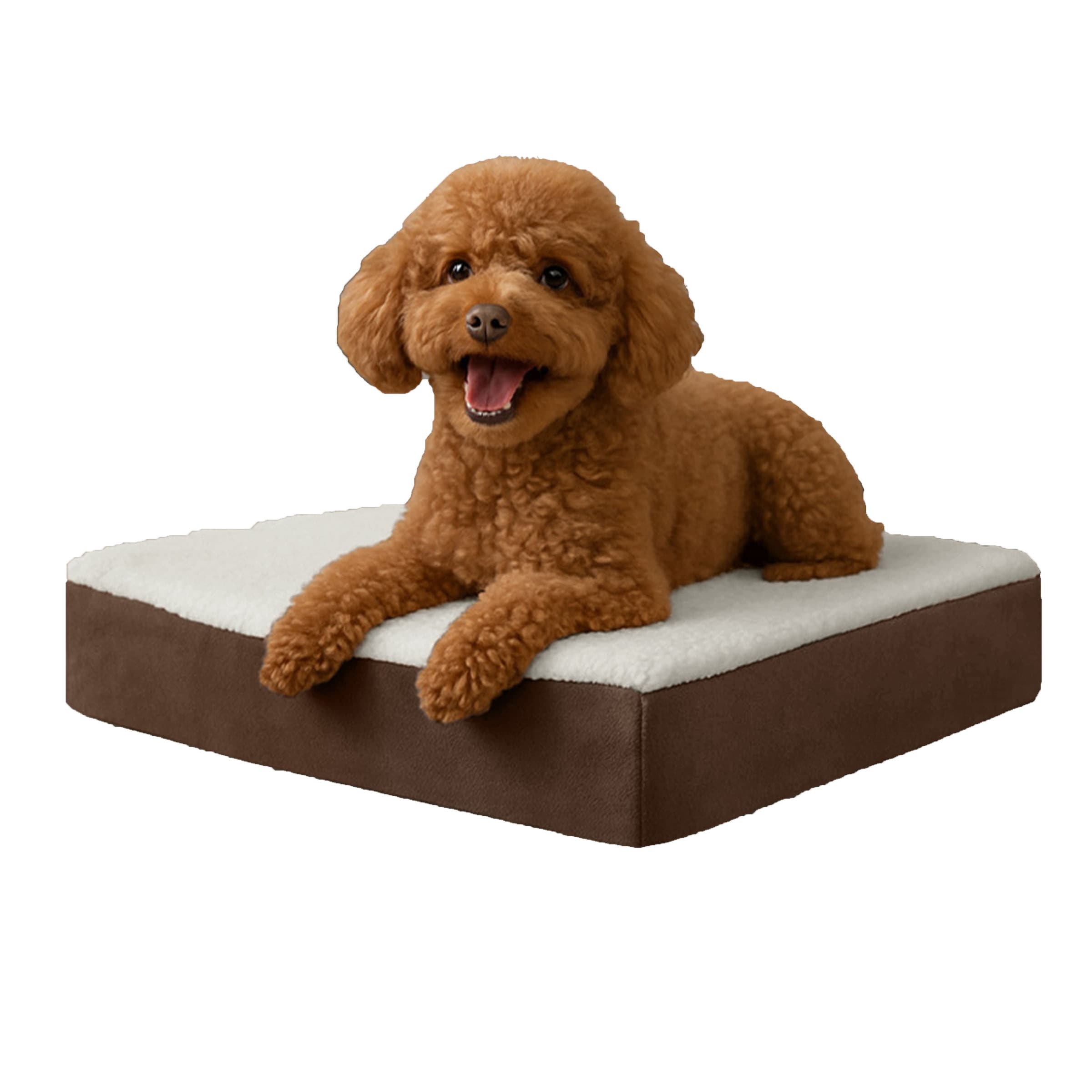 PETMAKER - 20x15 Orthopedic Dog Bed with Memory Foam and Sherpa Cover (Brown)