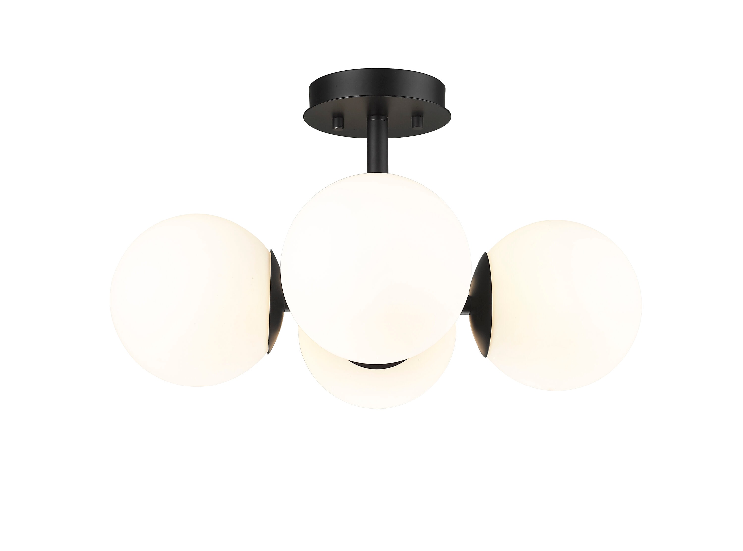 Matte Black Steel Frame with Opal Glass Globe 18" Pendant Light