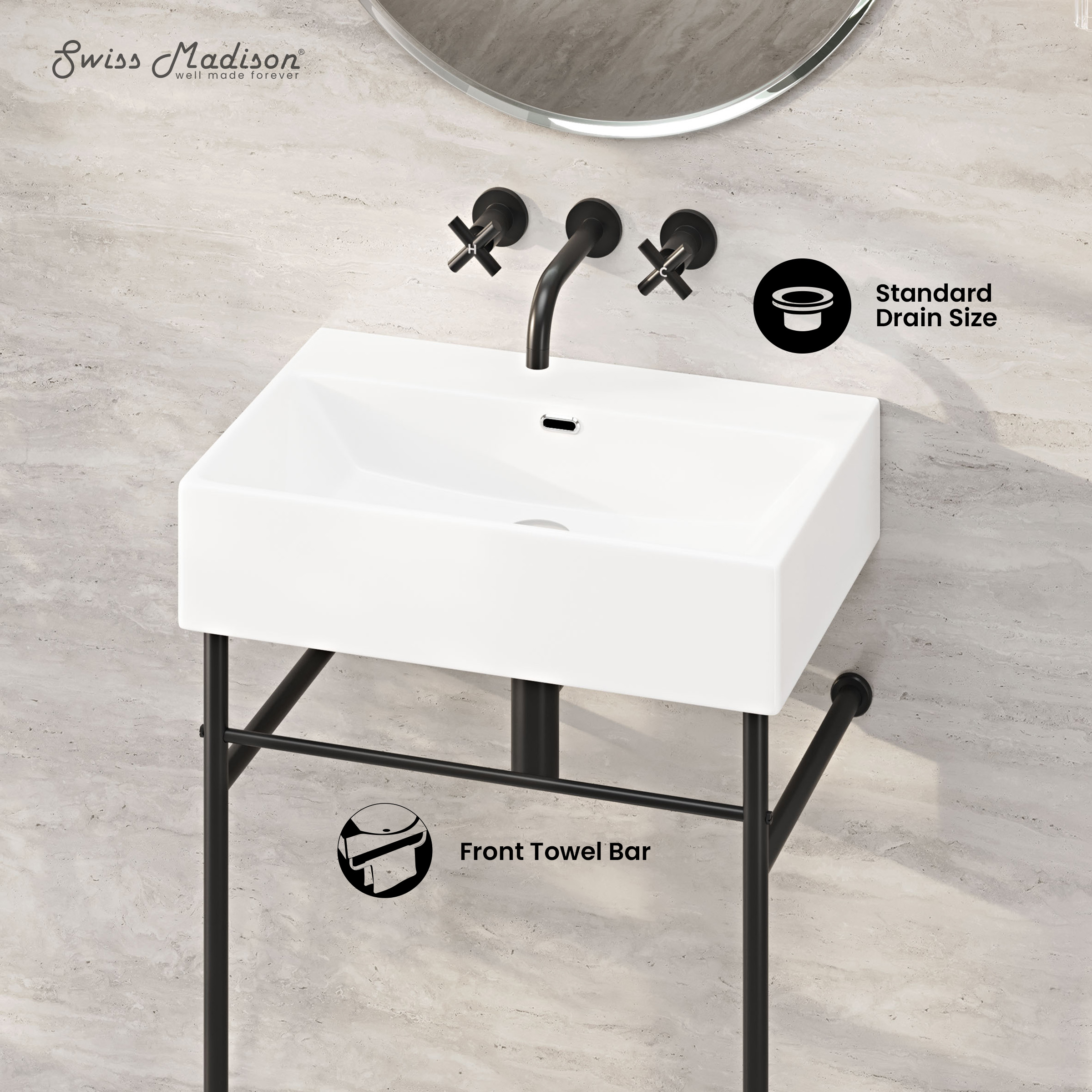 Swiss Madison SM-25-CSREI01MB-0 Console-Sinks - View #3