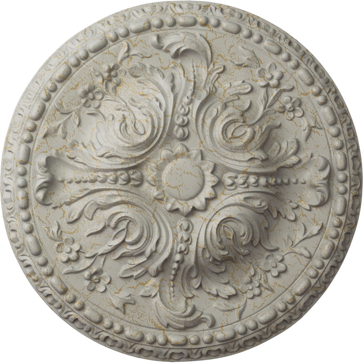 Ekena Millwork CM20AMPCC Amelia 19.625-in W x 19.625-in L Painted Pot Of Cream Crackle Polyurethane Whole Ceiling Medallion