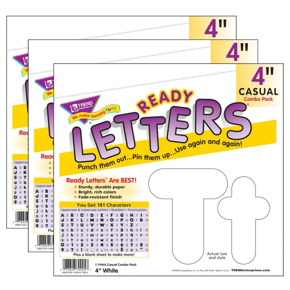 White 4-Inch Friendly Uppercase/Lowercase Combo Pack (EN/SP) Ready Letters  - T-79805, Trend Enterprises Inc.