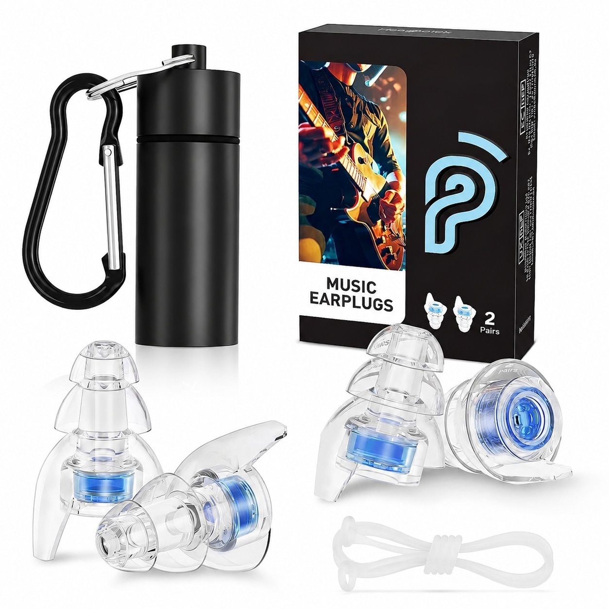 Yichuhaoxi  Reusable Music Ear Plugs 2 Pairs 20 Db Noise Reduction High Fidelity Silicone Concert Festival Comfort Fit With Case