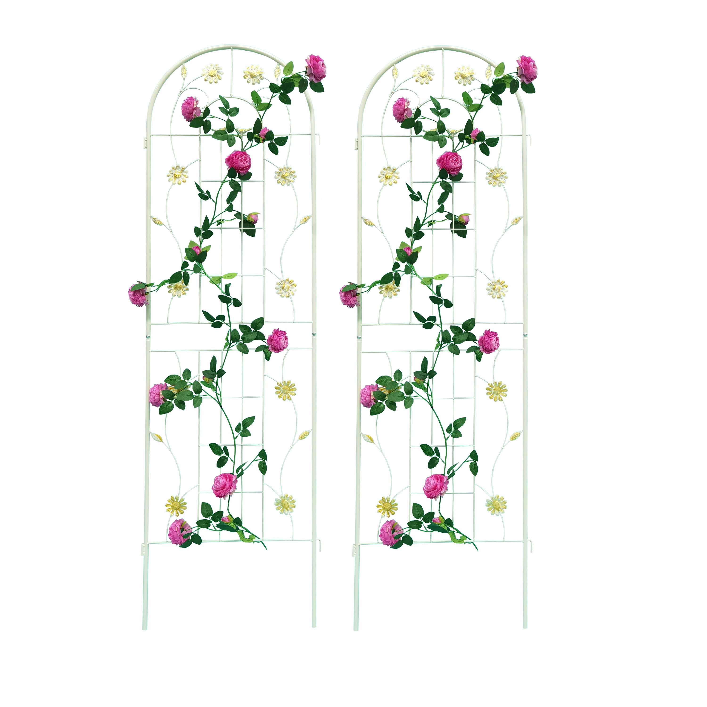 AHIOU HOME ZAAHG-135957GT Newark 19.7-in W x 71-in H White Iron Garden Trellis For Climbing Plants For Cucumbers For Roses 2 -Pack