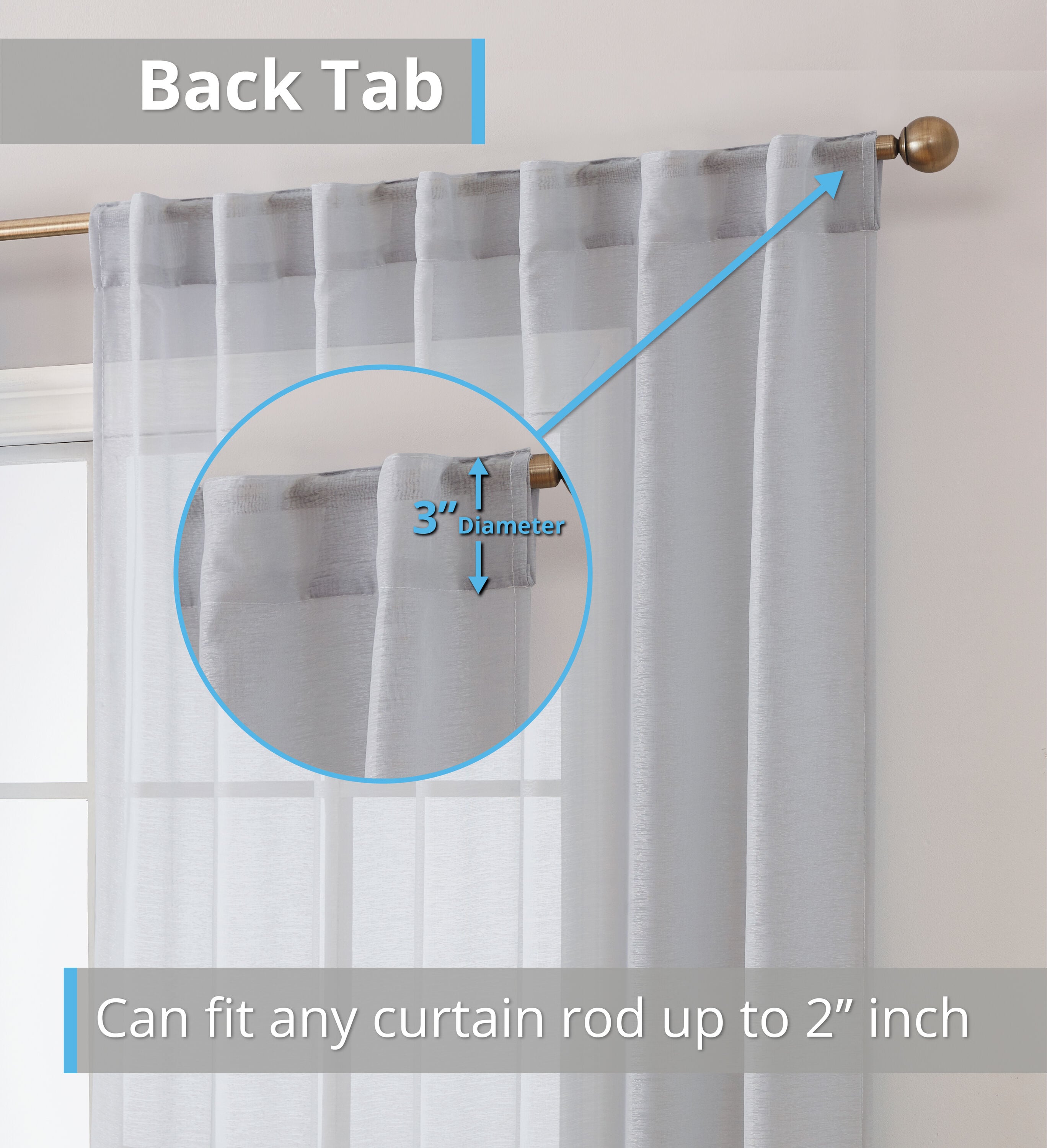 HLC.me LAURN-BTRP-72-SLVR curtains - View #2
