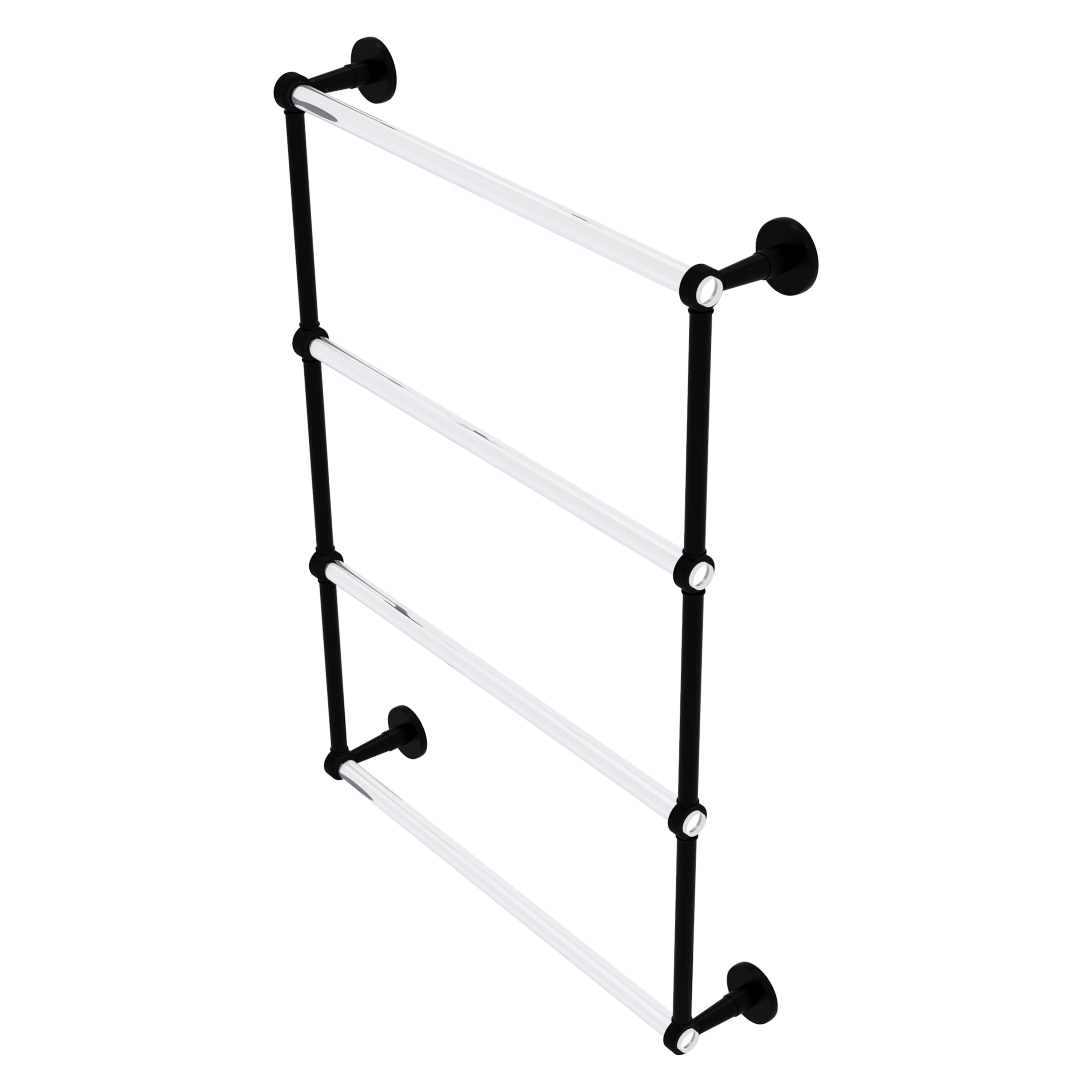 Allied Brass CV-28G-24-BKM Clearview 24-in double Matte Black Wall mount 4-tier Towel Bar