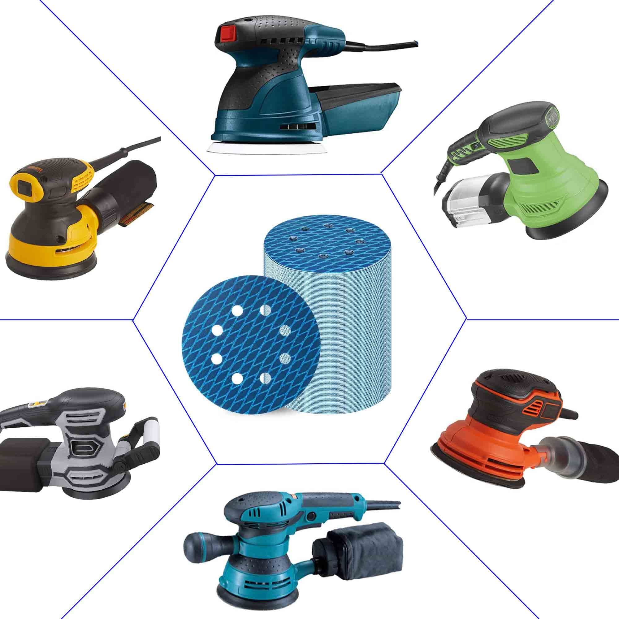 Ahfiwaso Orbital Sander Sandpaper 5 Inch 8 Hole Hook and Loop Pads 60 ...
