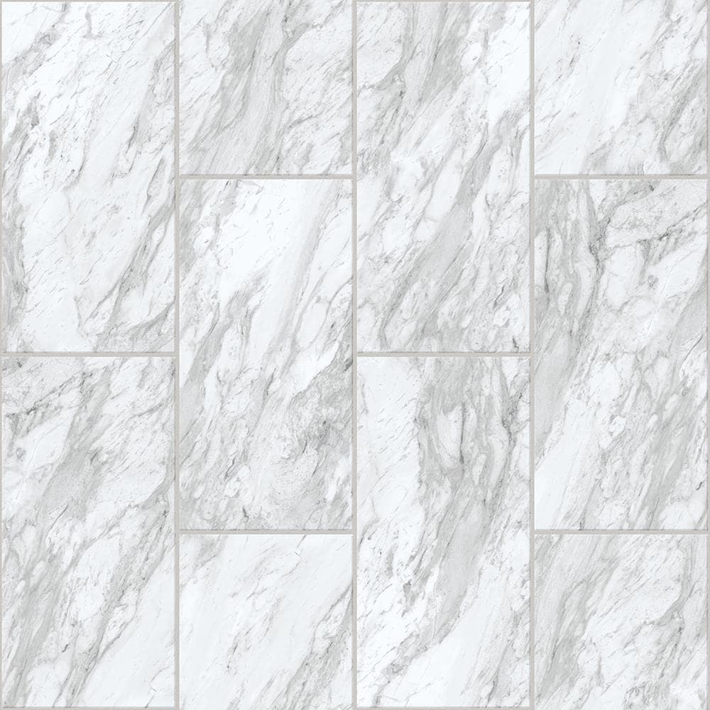 Congoleum DuraStone- Carrara White Vinyl Tile Sample