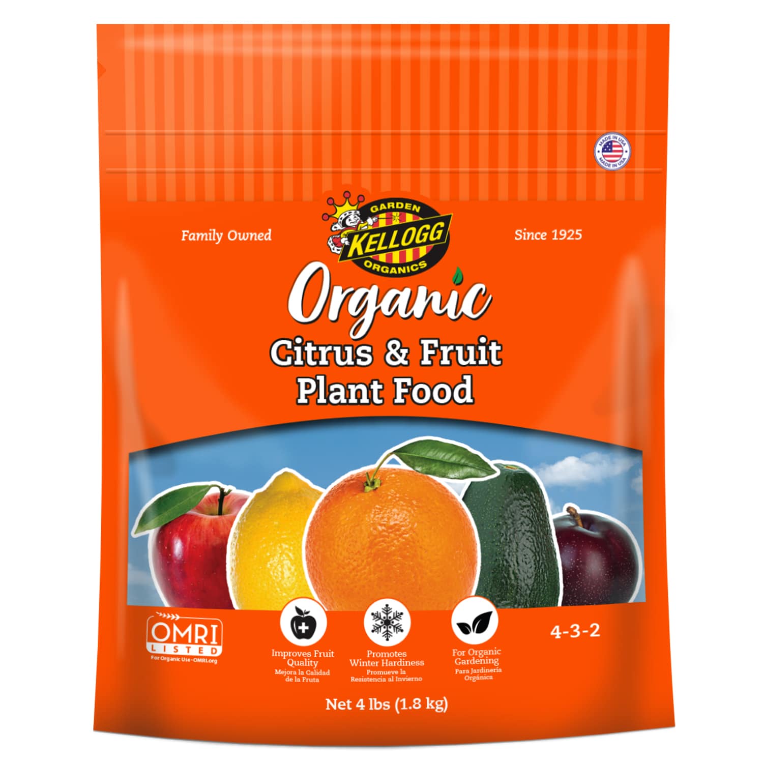 Kellogg 3032 Organic Plus 4-lb 4-3-2 Natural Water-soluble Granules Fruit and Citrus Plant Food