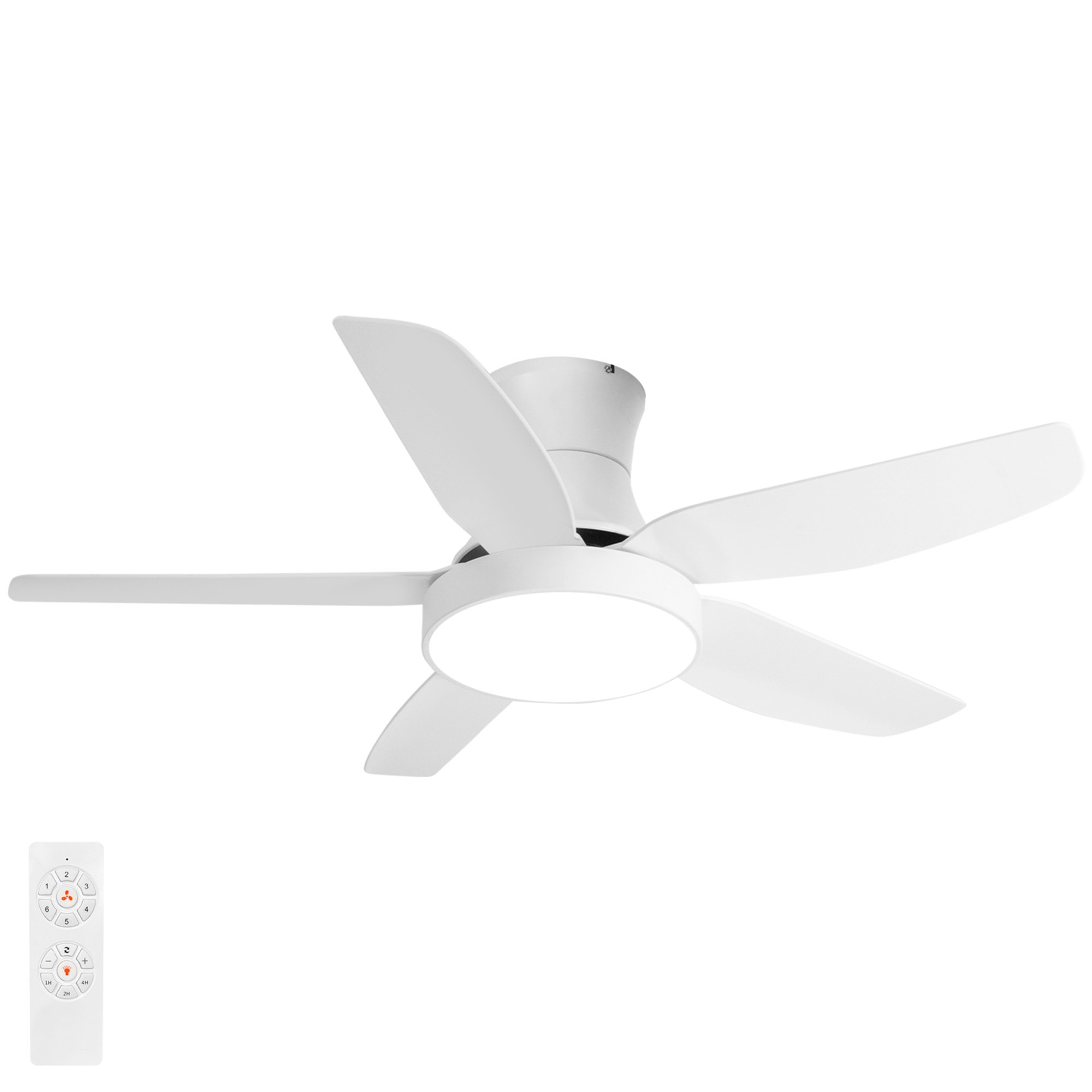 Sunrinx MG40-2-FL 46-in Color-Changing Outdoor Flush Mount white with White Blades Ceiling Fan With Light - Remote Included ( 5 -Blade )