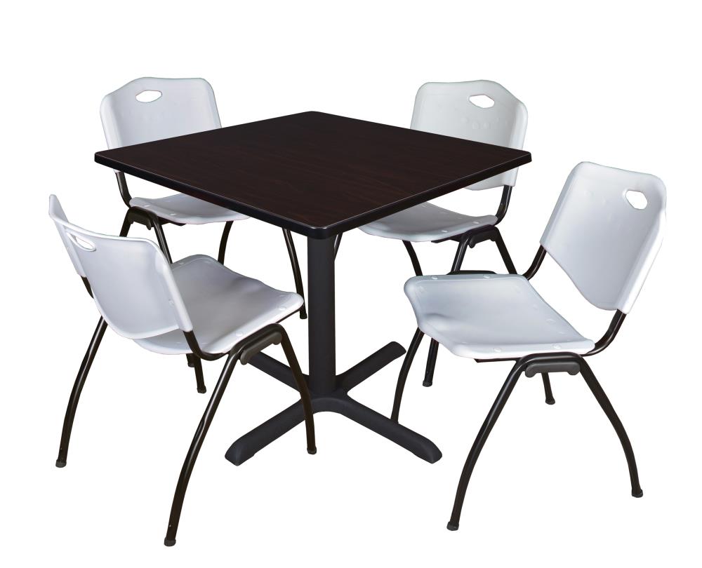 Regency Cain Square Breakroom Table with 4 Stackable Restaurant Chairs 