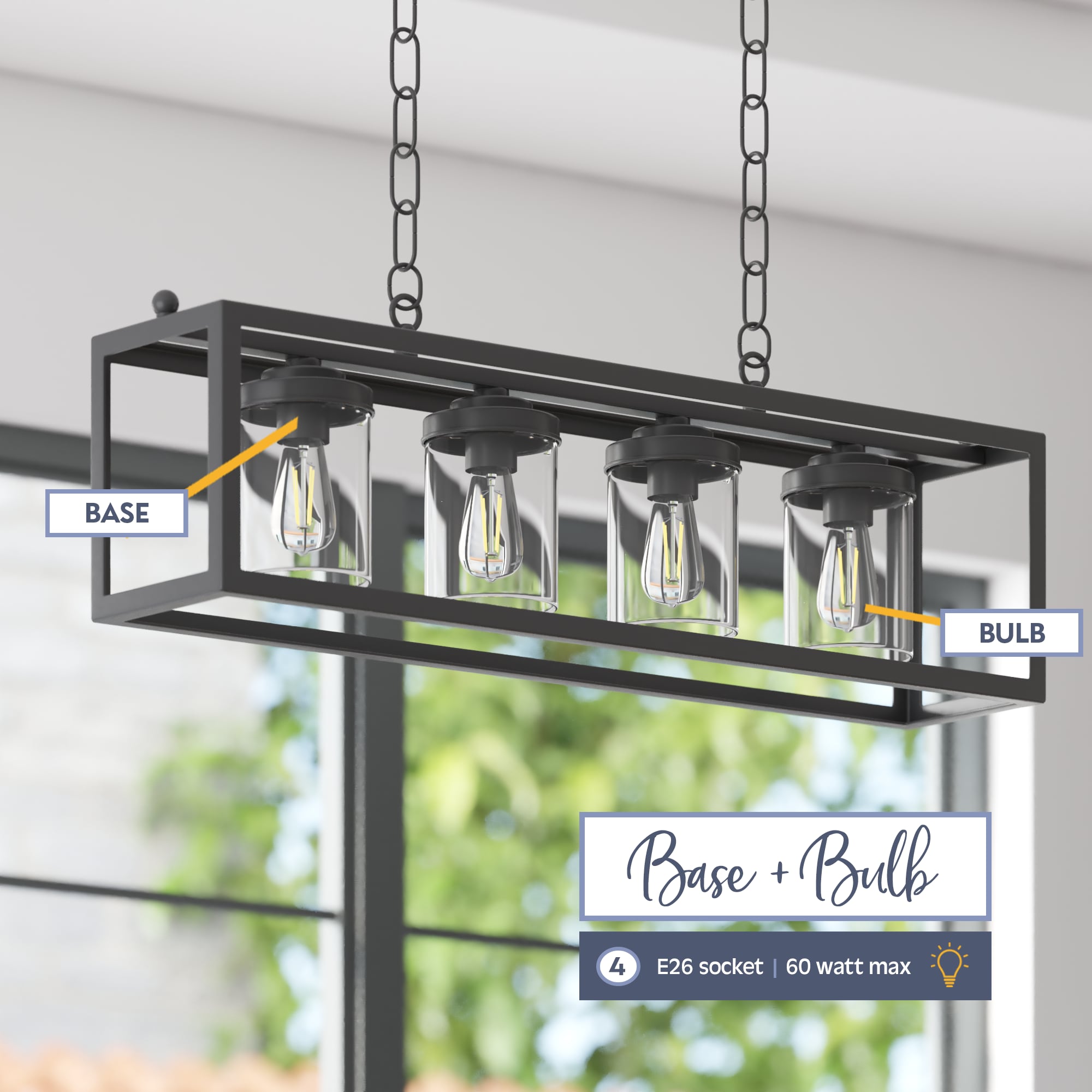 Matte Black Industrial Farmhouse Linear Cage Chandelier