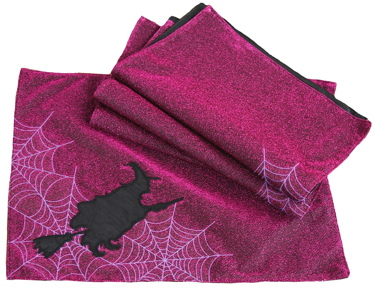 XIA Home Fashions XD158051318PURPLE 18-Inches Tabletop Witch Placemat 4 -Pack