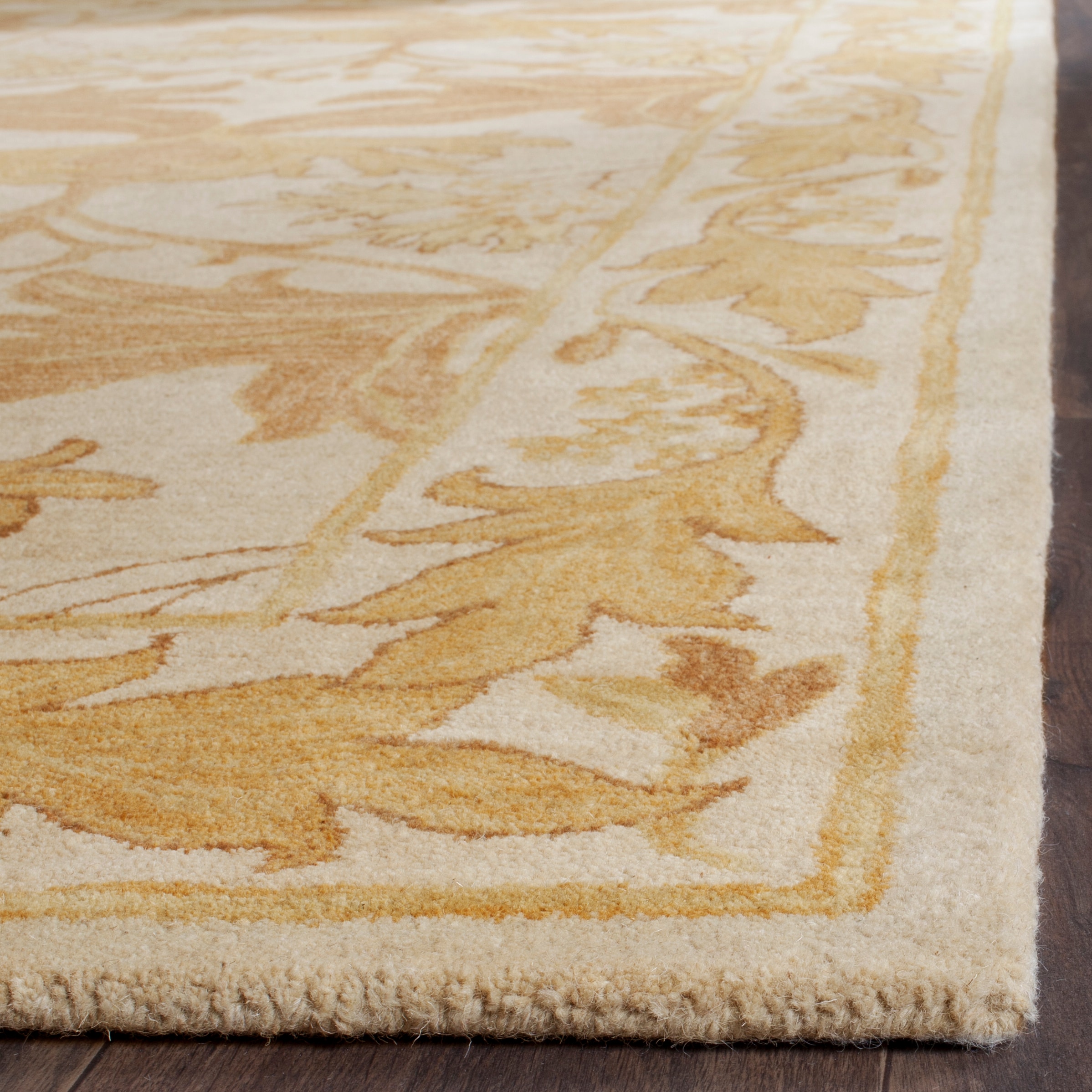 Antiquity Beige and Gold Hand-Tufted Wool Area Rug